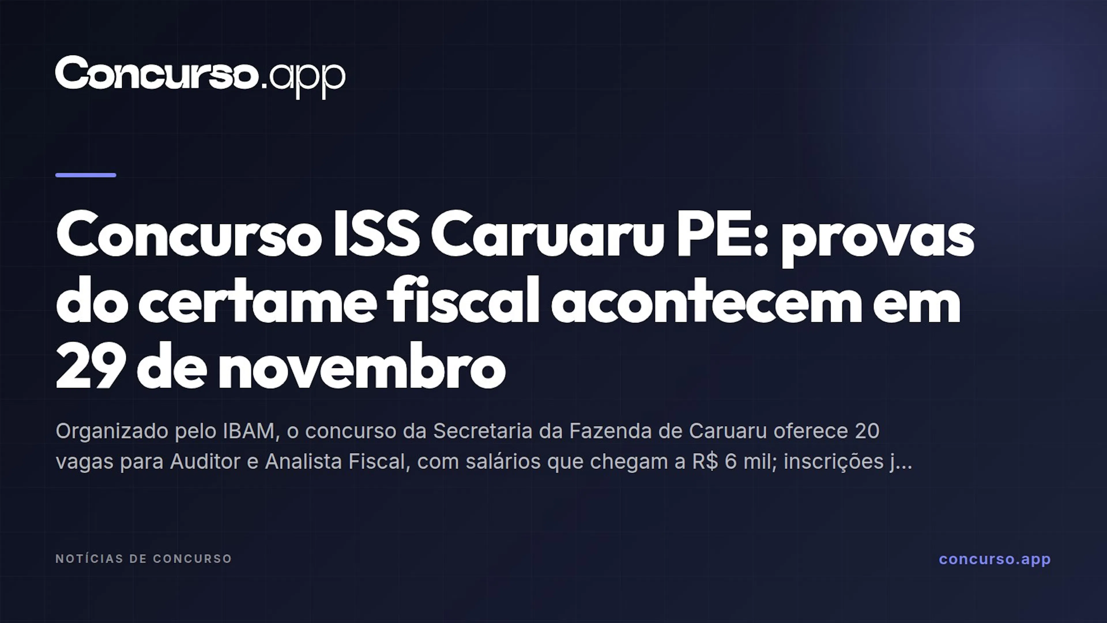 Concurso ISS Caruaru PE: provas do certame fiscal acontecem em 29 de novembro