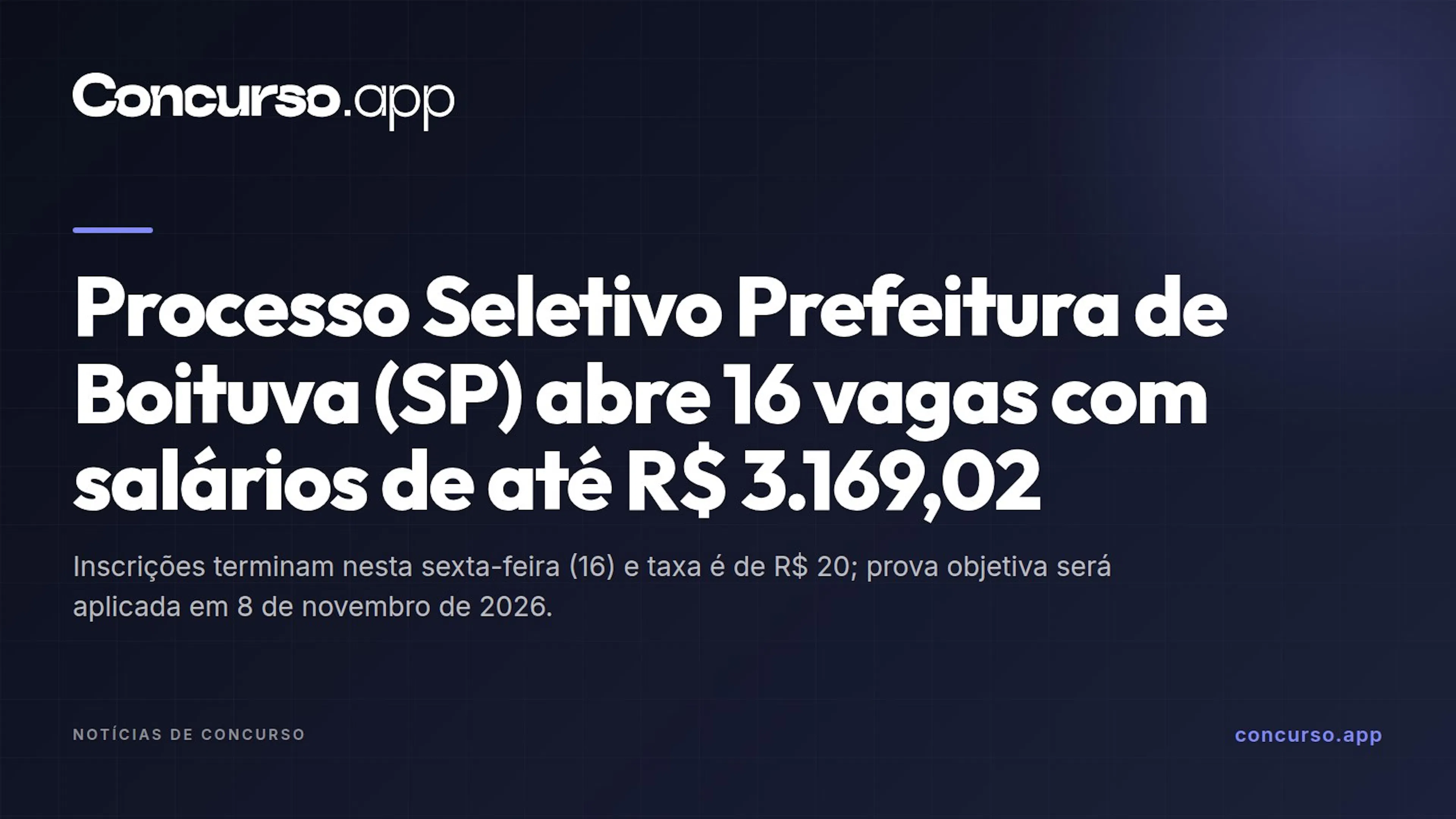 Processo Seletivo Prefeitura de Boituva (SP) abre 16 vagas com salários de até R$ 3.169,02