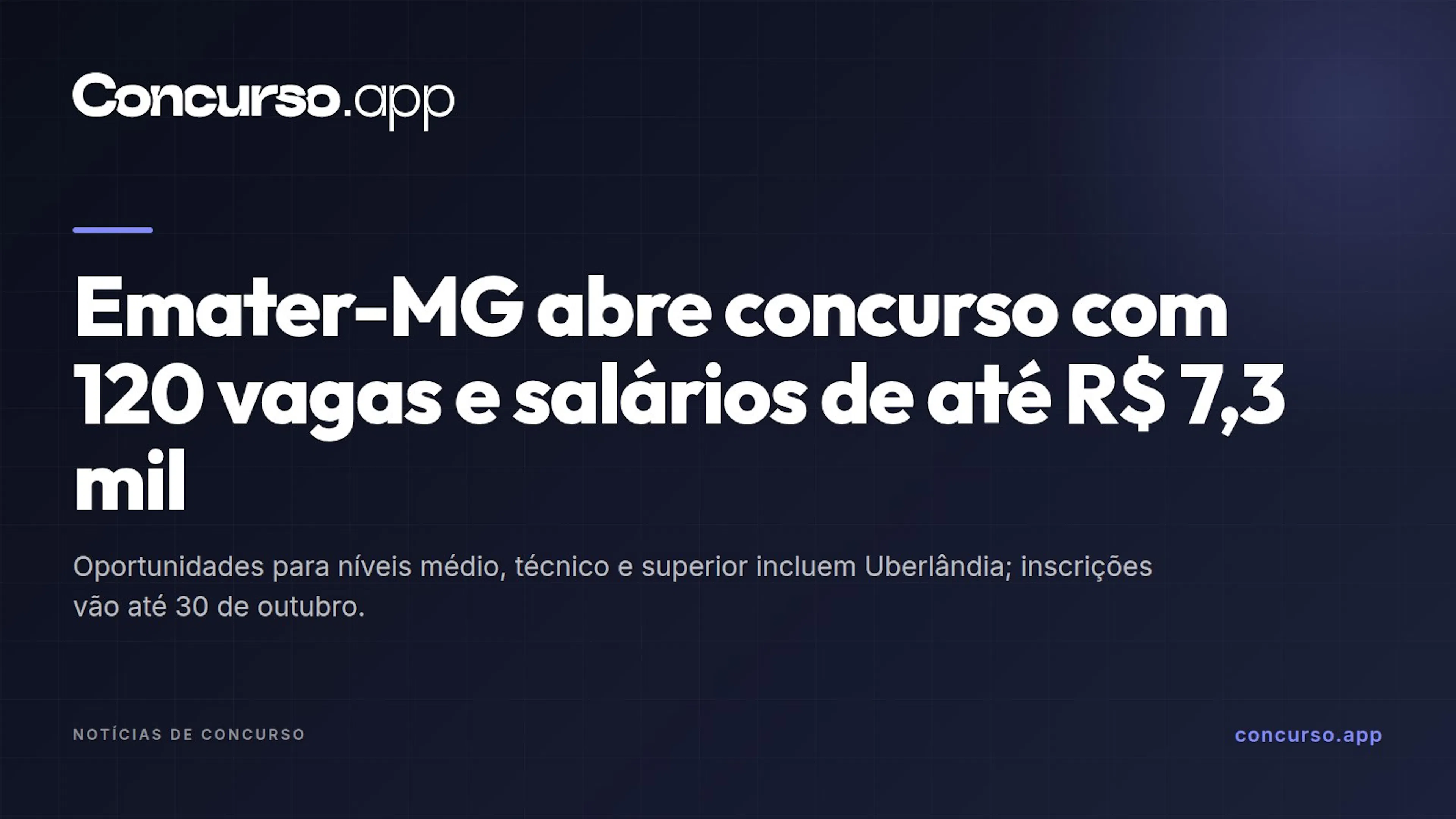 Emater-MG abre concurso com 120 vagas e salários de até R$ 7,3 mil