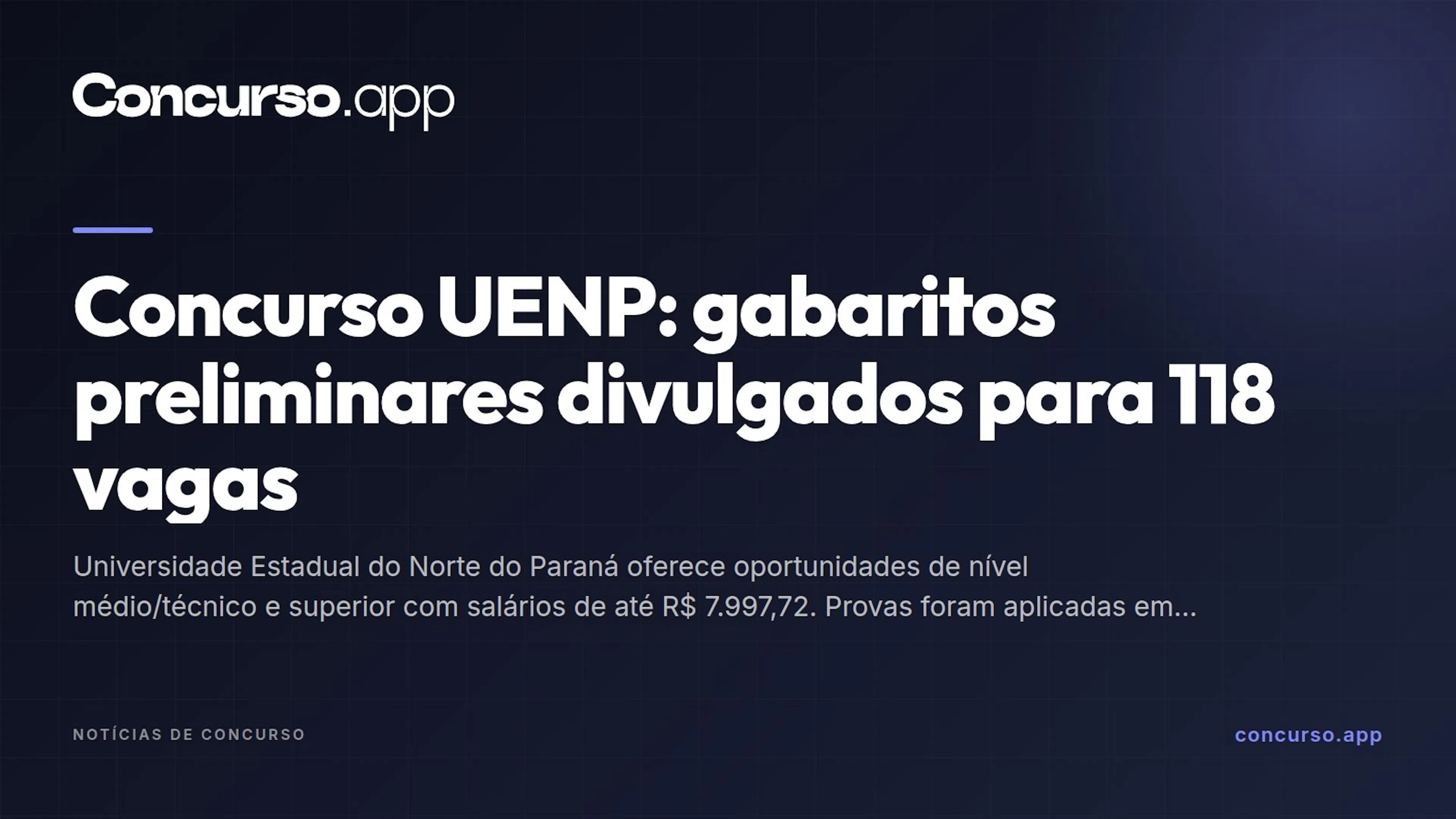Concurso UENP: gabaritos preliminares divulgados para 118 vagas