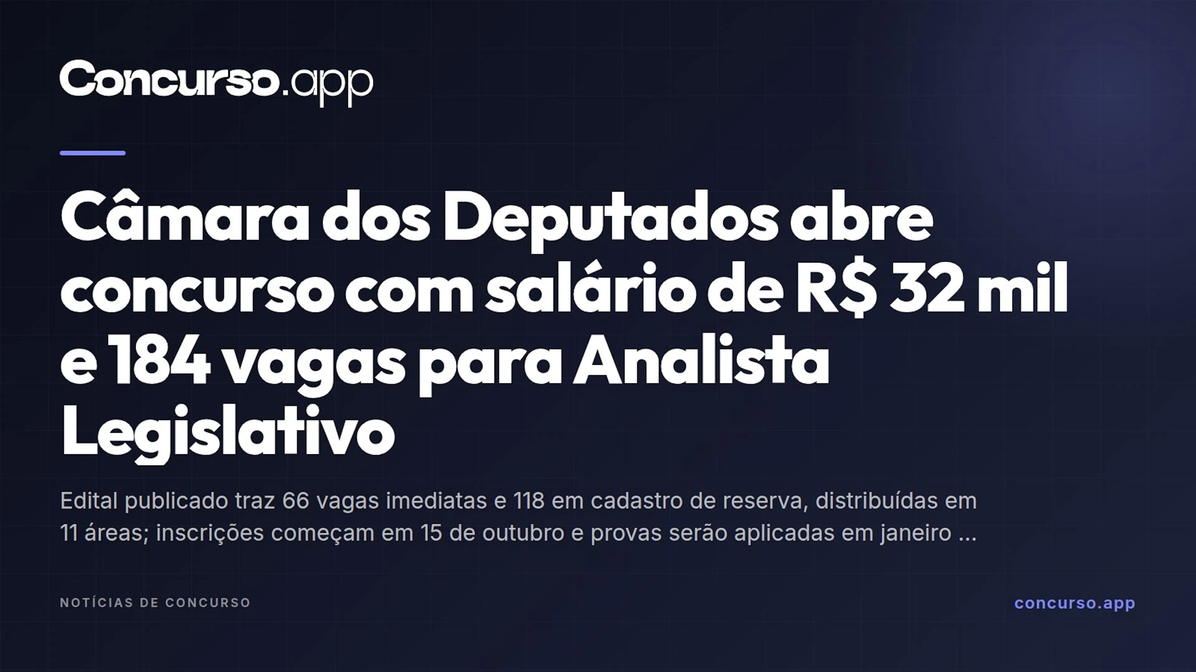 Câmara dos Deputados abre concurso com salário de R$ 32 mil e 184 vagas para Analista Legislativo