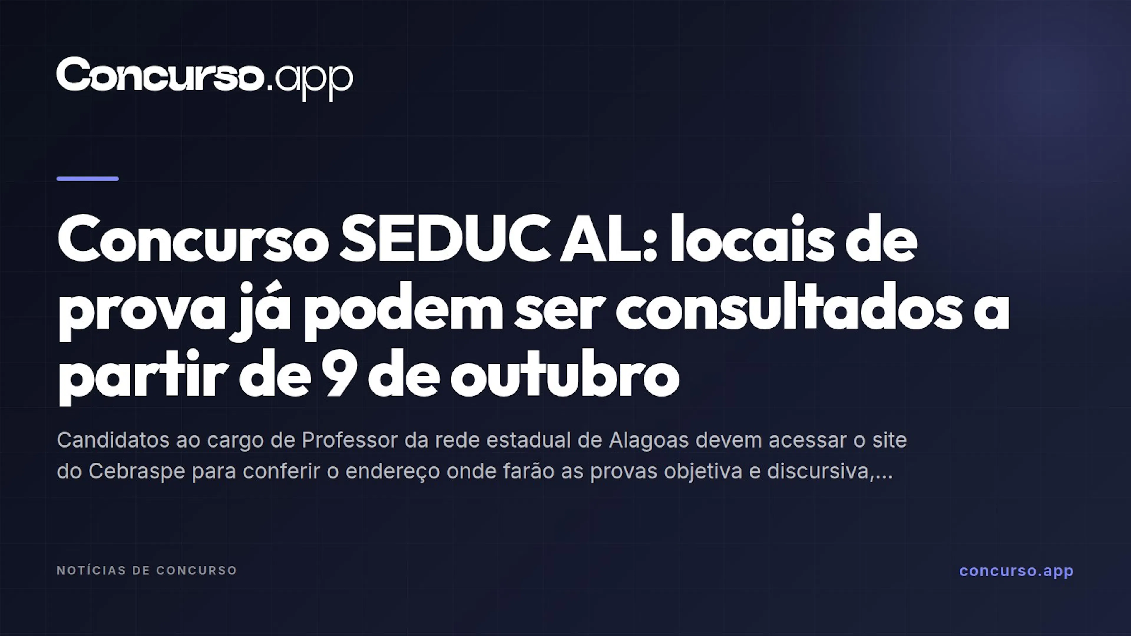 Concurso SEDUC AL: locais de prova já podem ser consultados a partir de 9 de outubro