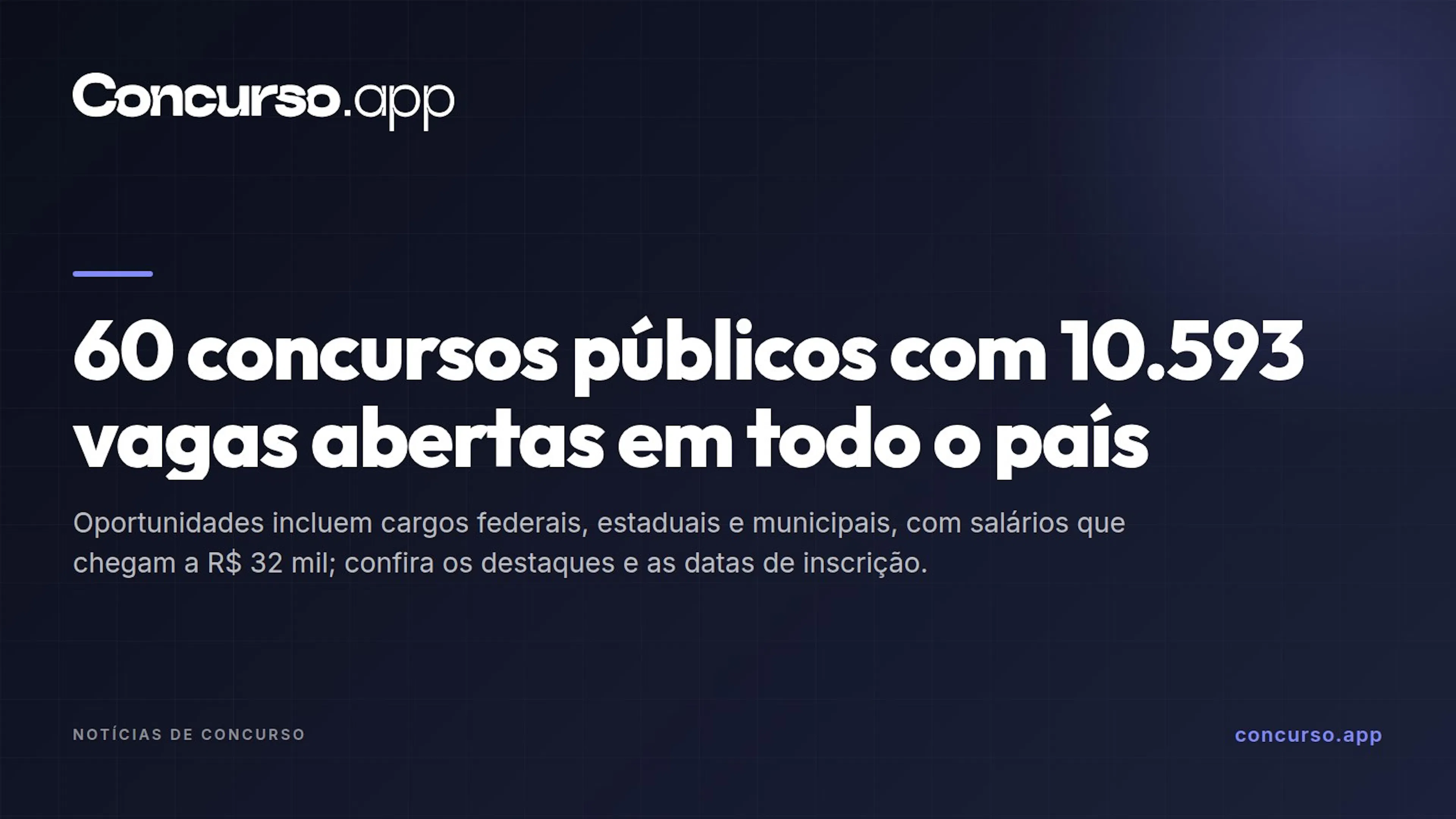 60 concursos públicos com 10.593 vagas abertas em todo o país