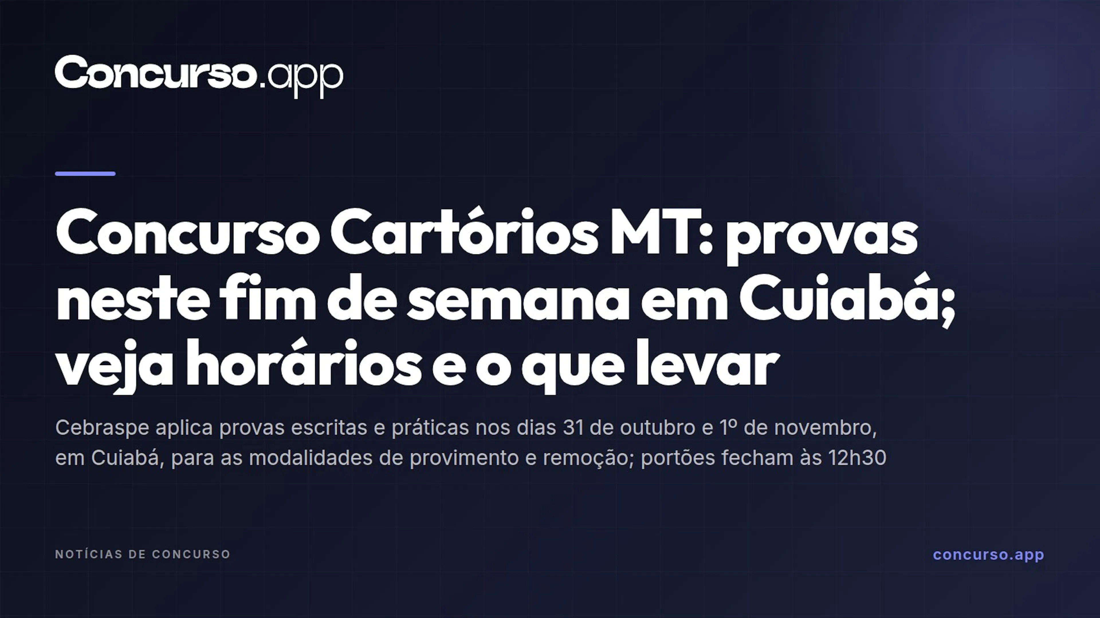 Concurso Cartórios MT: provas neste fim de semana em Cuiabá; veja horários e o que levar