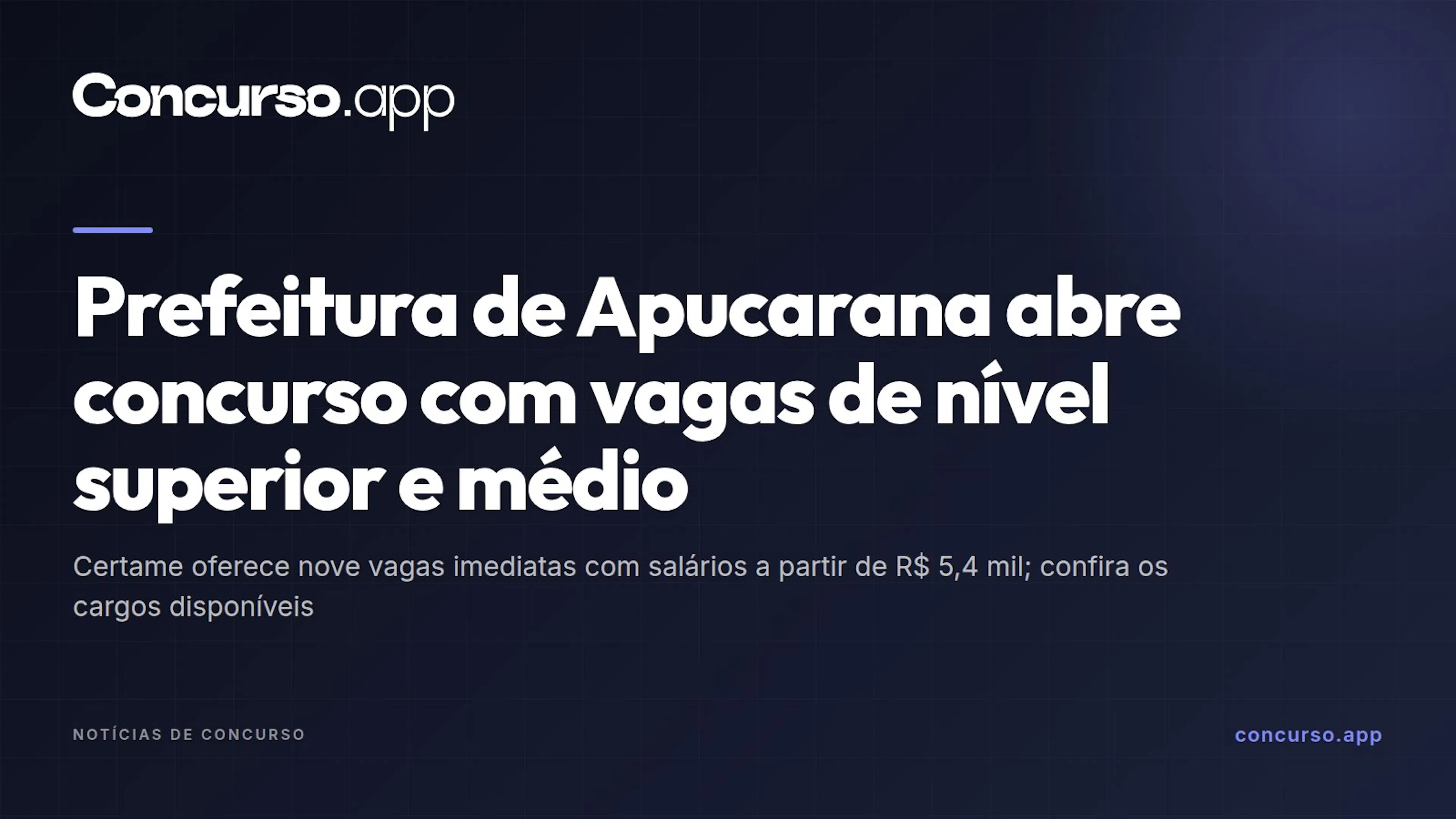 Prefeitura de Apucarana abre concurso com vagas de nível superior e médio
