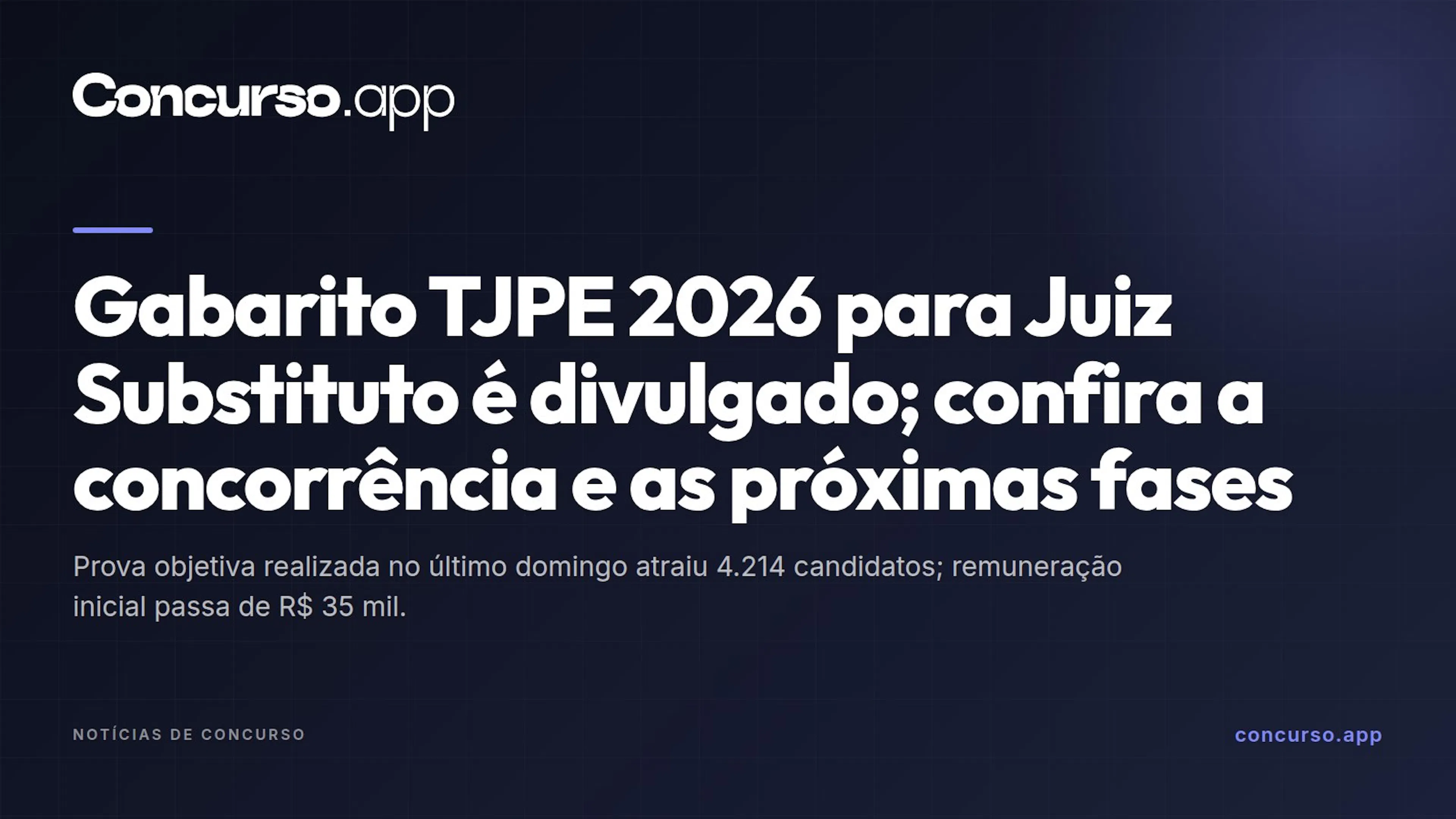 Gabarito TJPE 2026 para Juiz Substituto é divulgado; confira a concorrência e as próximas fases
