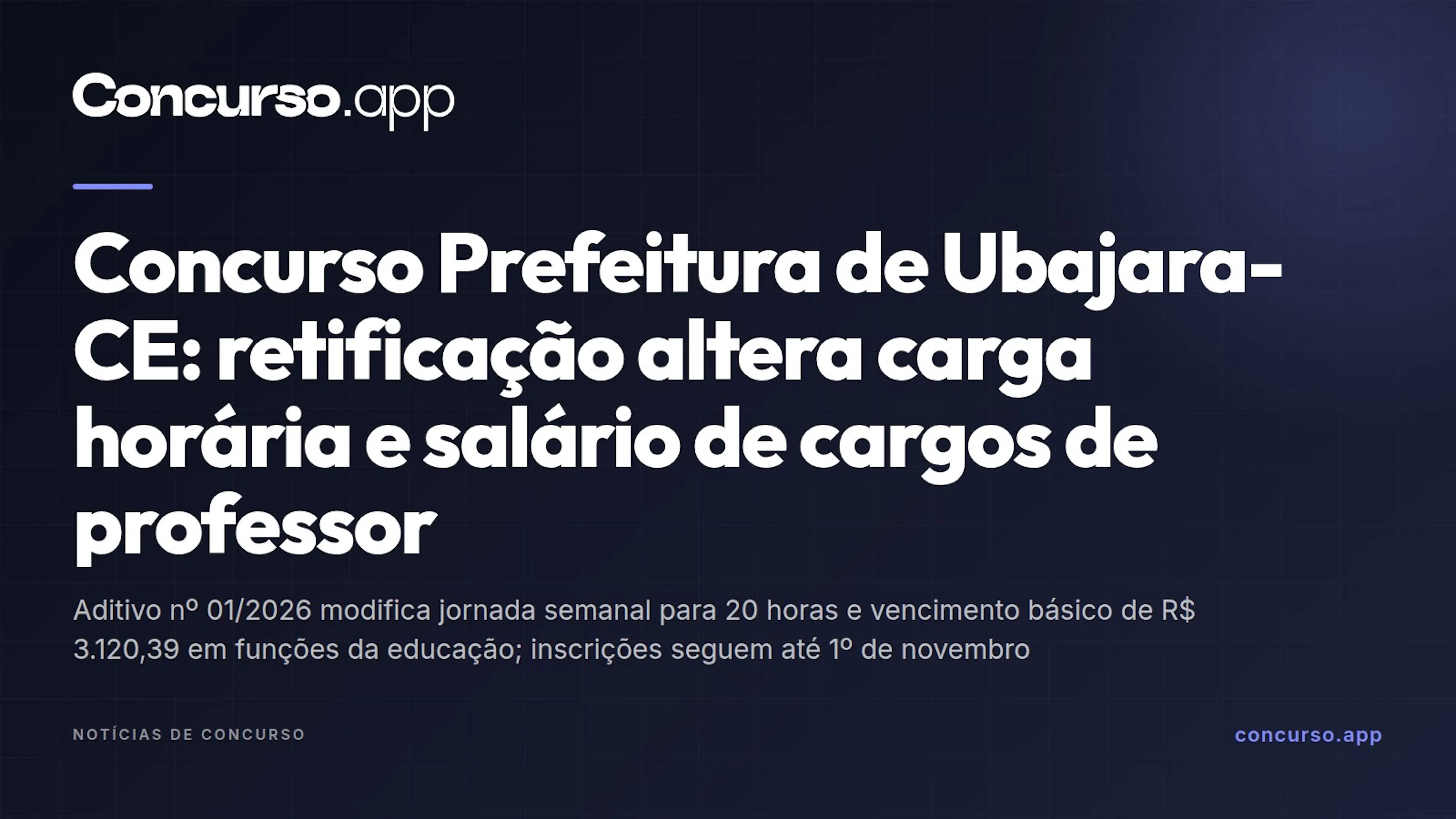 Concurso Prefeitura de Ubajara-CE: retificação altera carga horária e salário de cargos de professor