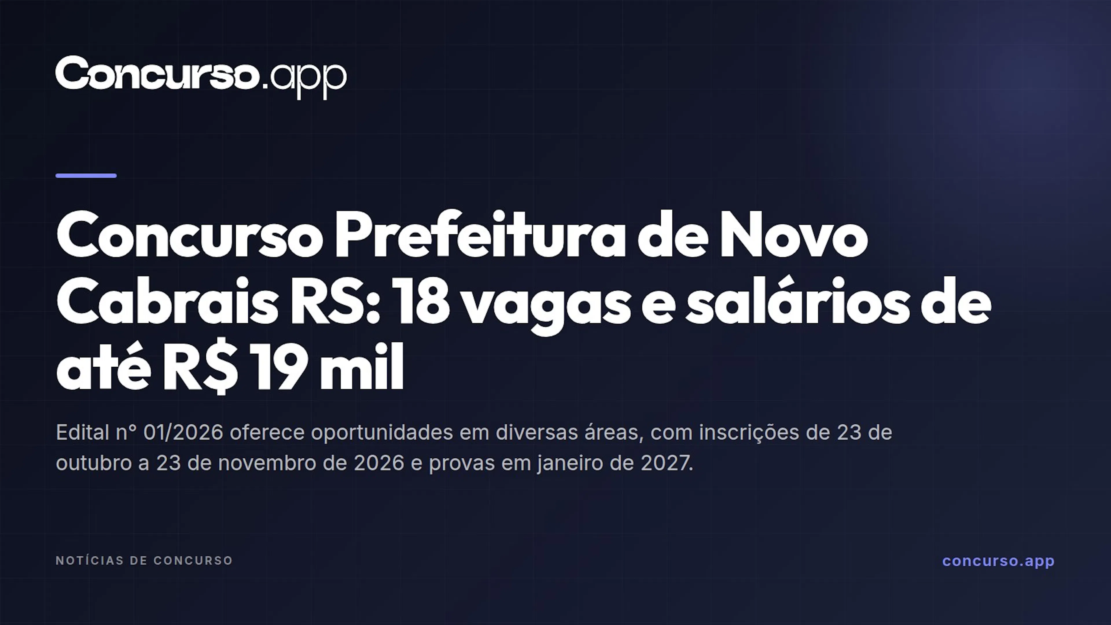 Concurso Prefeitura de Novo Cabrais RS: 18 vagas e salários de até R$ 19 mil