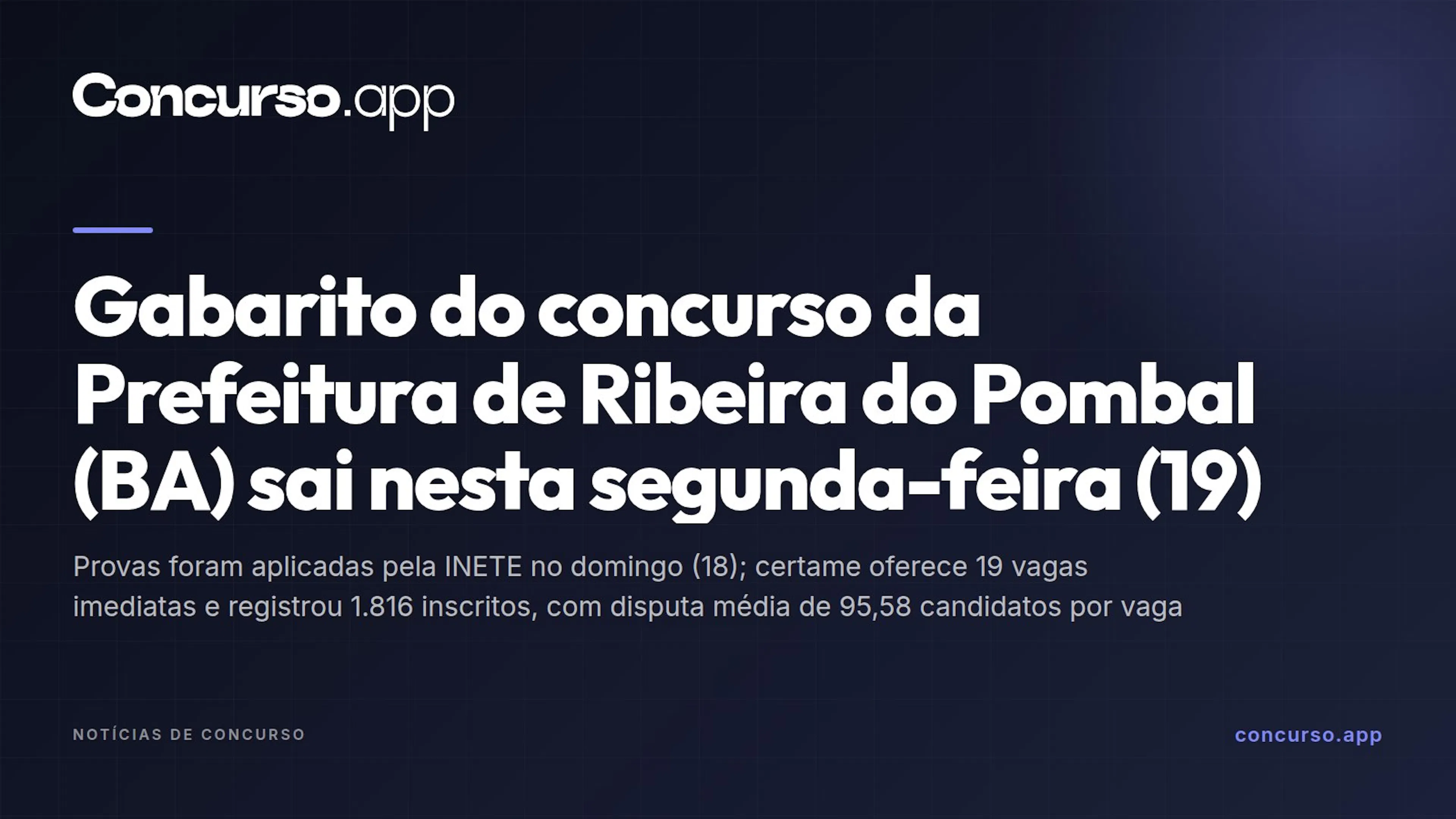 Gabarito do concurso da Prefeitura de Ribeira do Pombal (BA) sai nesta segunda-feira (19)