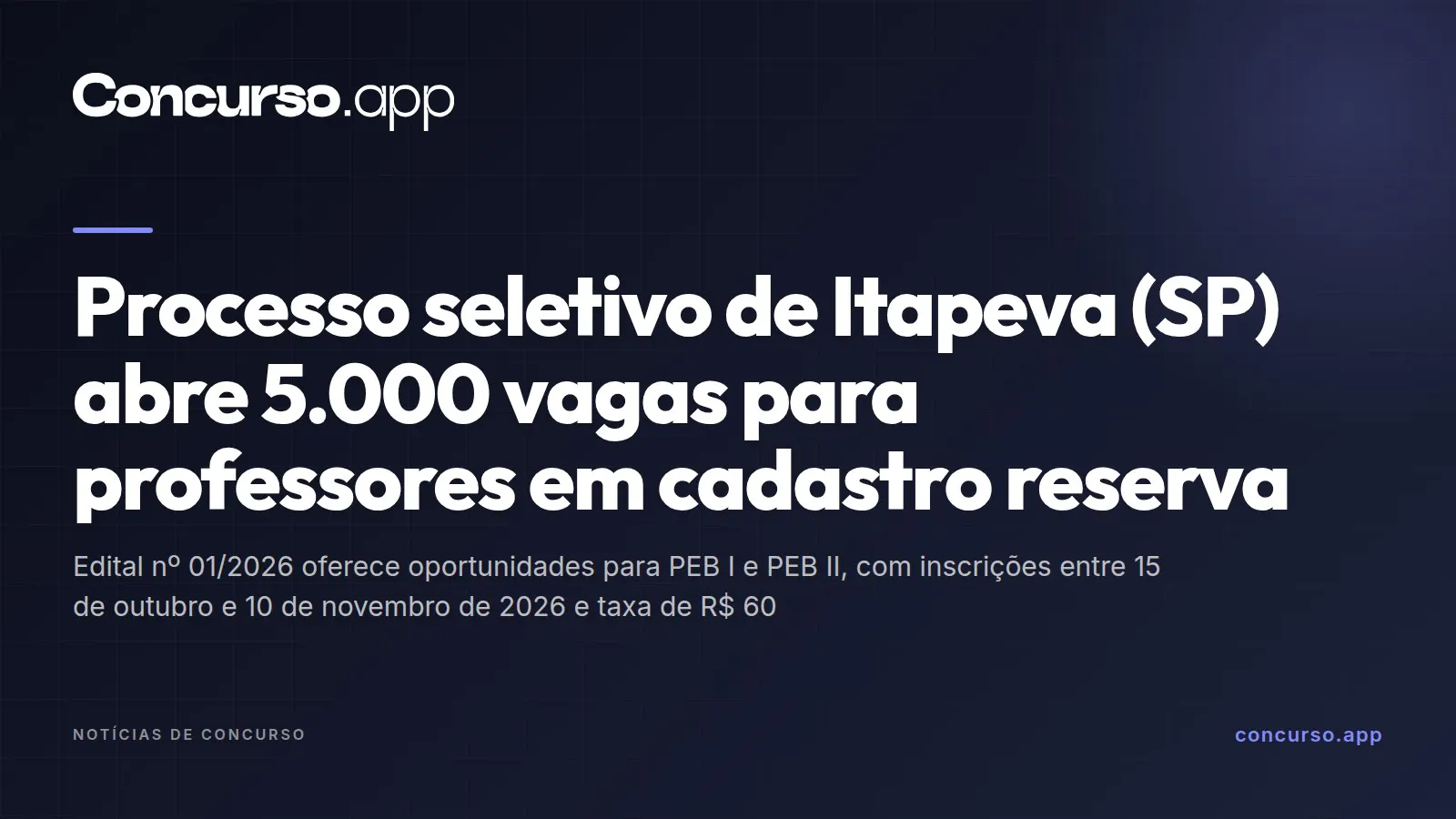 Processo seletivo de Itapeva (SP) abre 5.000 vagas para professores em cadastro reserva