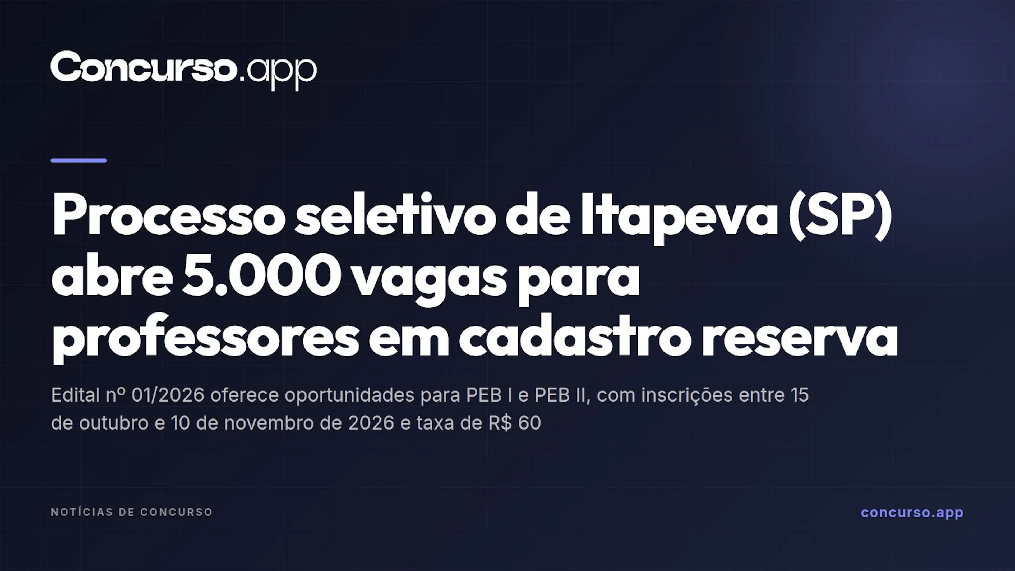 Processo seletivo de Itapeva (SP) abre 5.000 vagas para professores em cadastro reserva