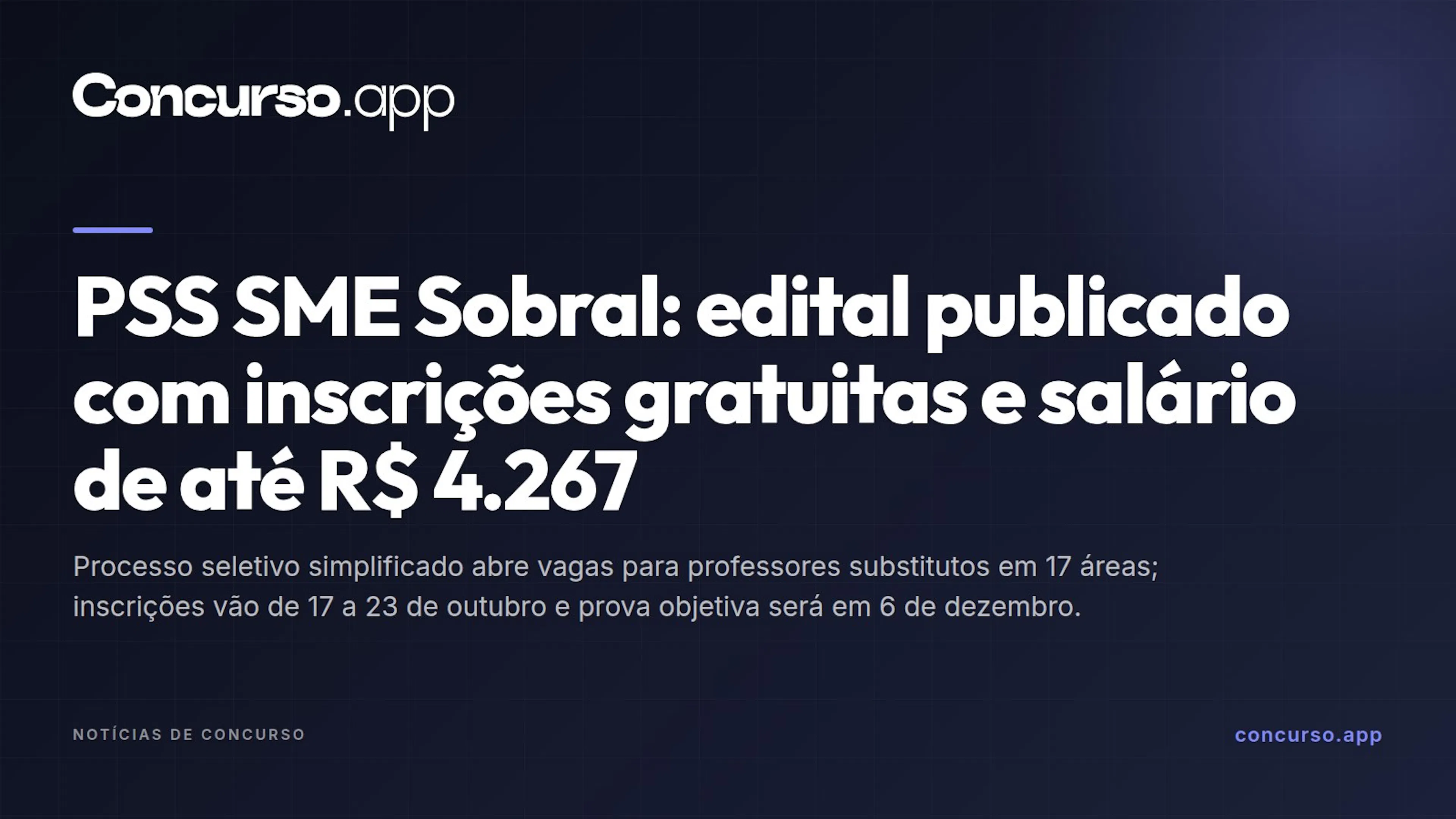 PSS SME Sobral: edital publicado com inscrições gratuitas e salário de até R$ 4.267