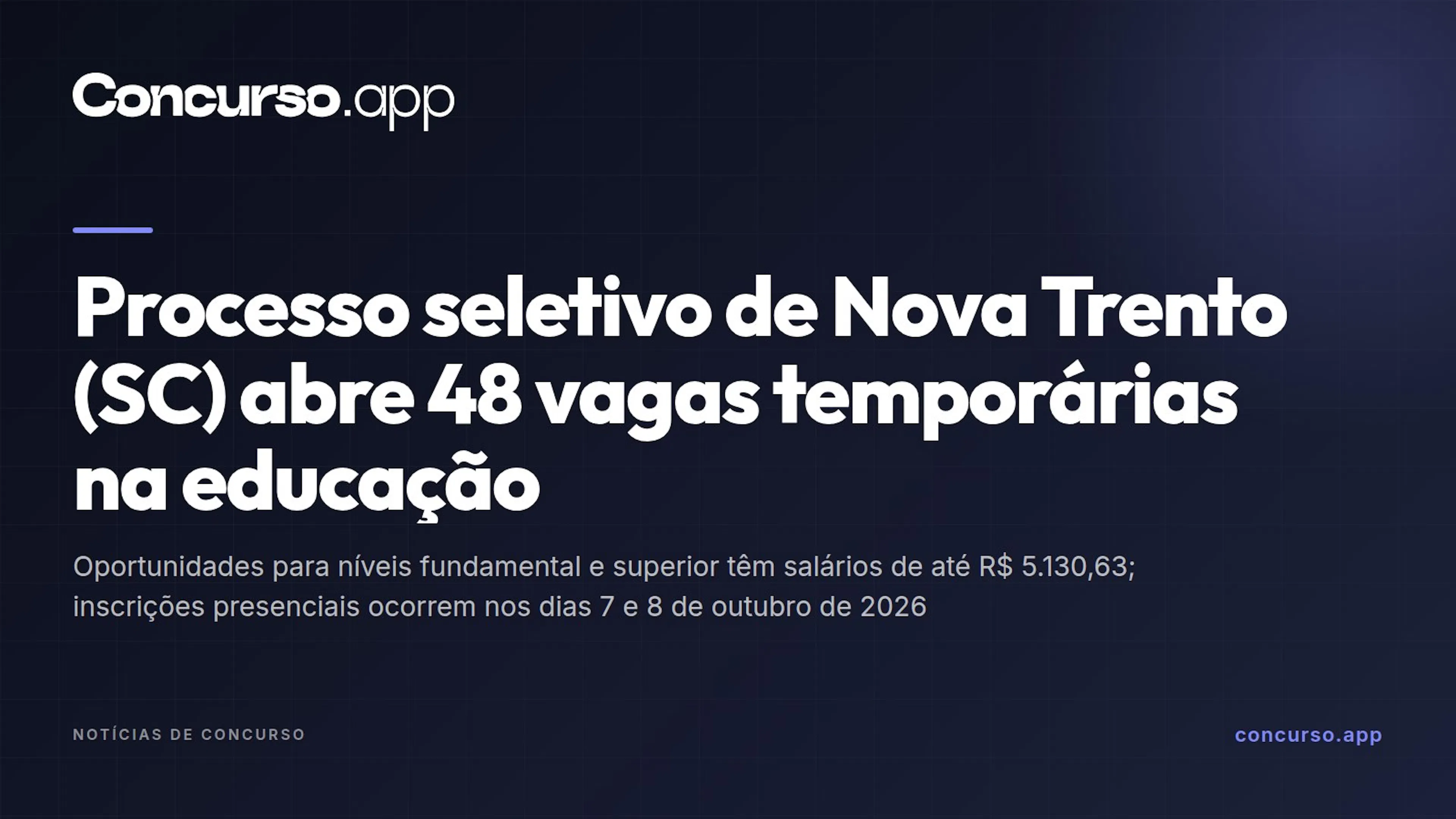 Processo seletivo de Nova Trento (SC) abre 48 vagas temporárias na educação