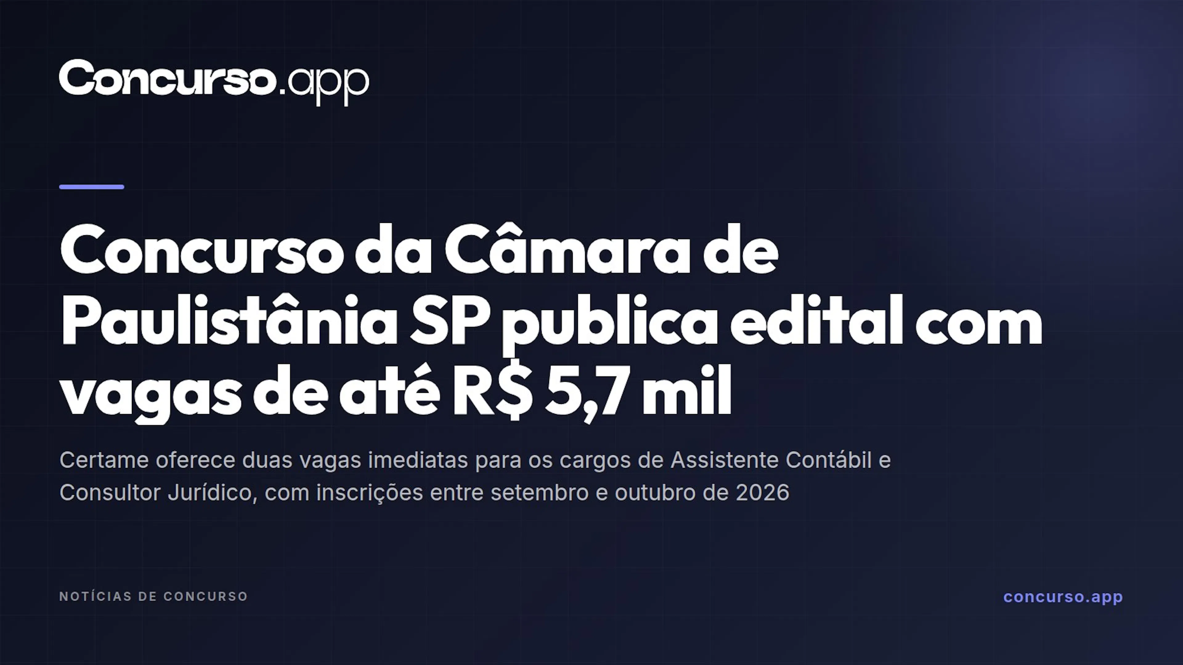 Concurso da Câmara de Paulistânia SP publica edital com vagas de até R$ 5,7 mil