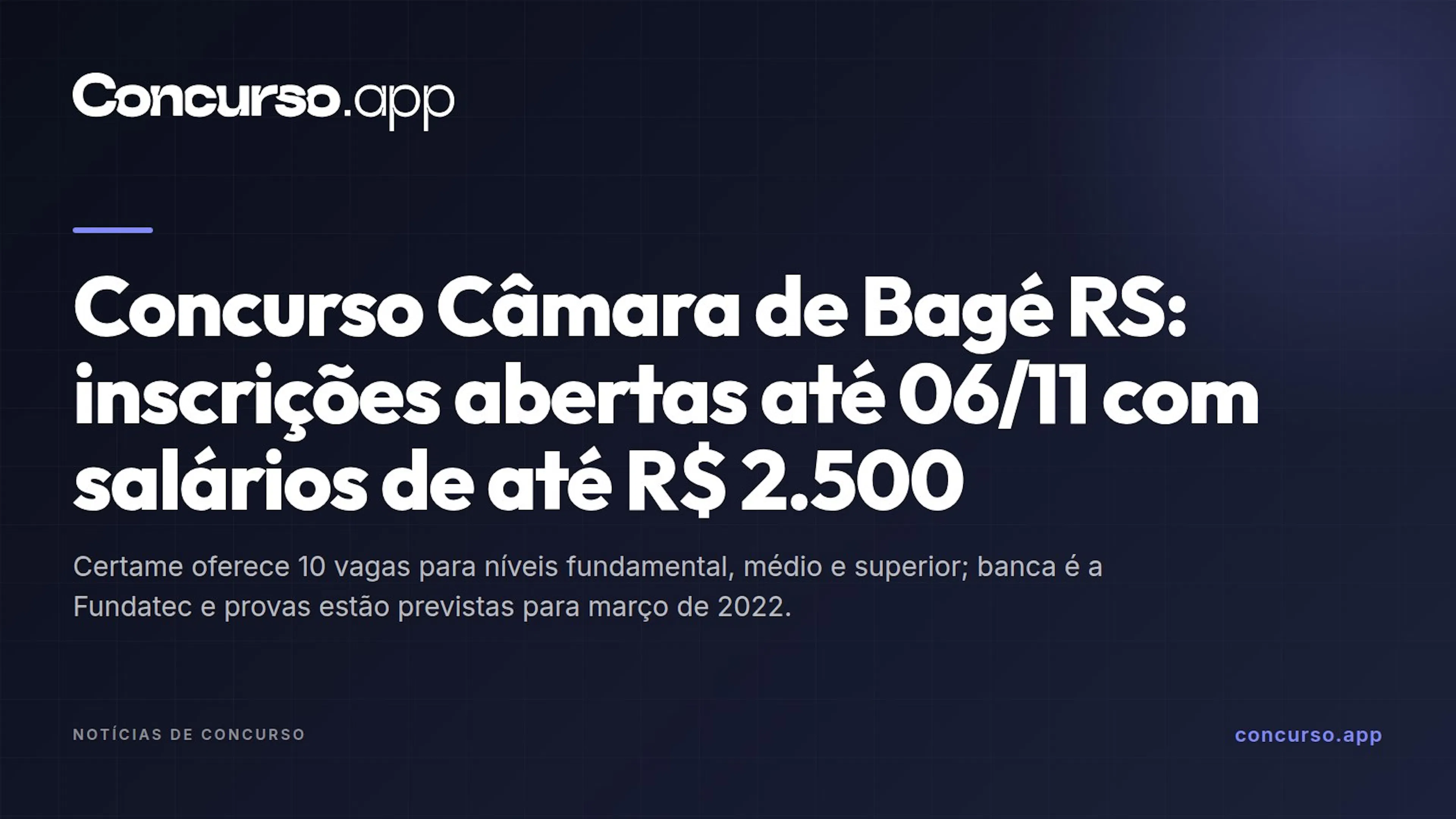 Concurso Câmara de Bagé RS: inscrições abertas até 06/11 com salários de até R$ 2.500