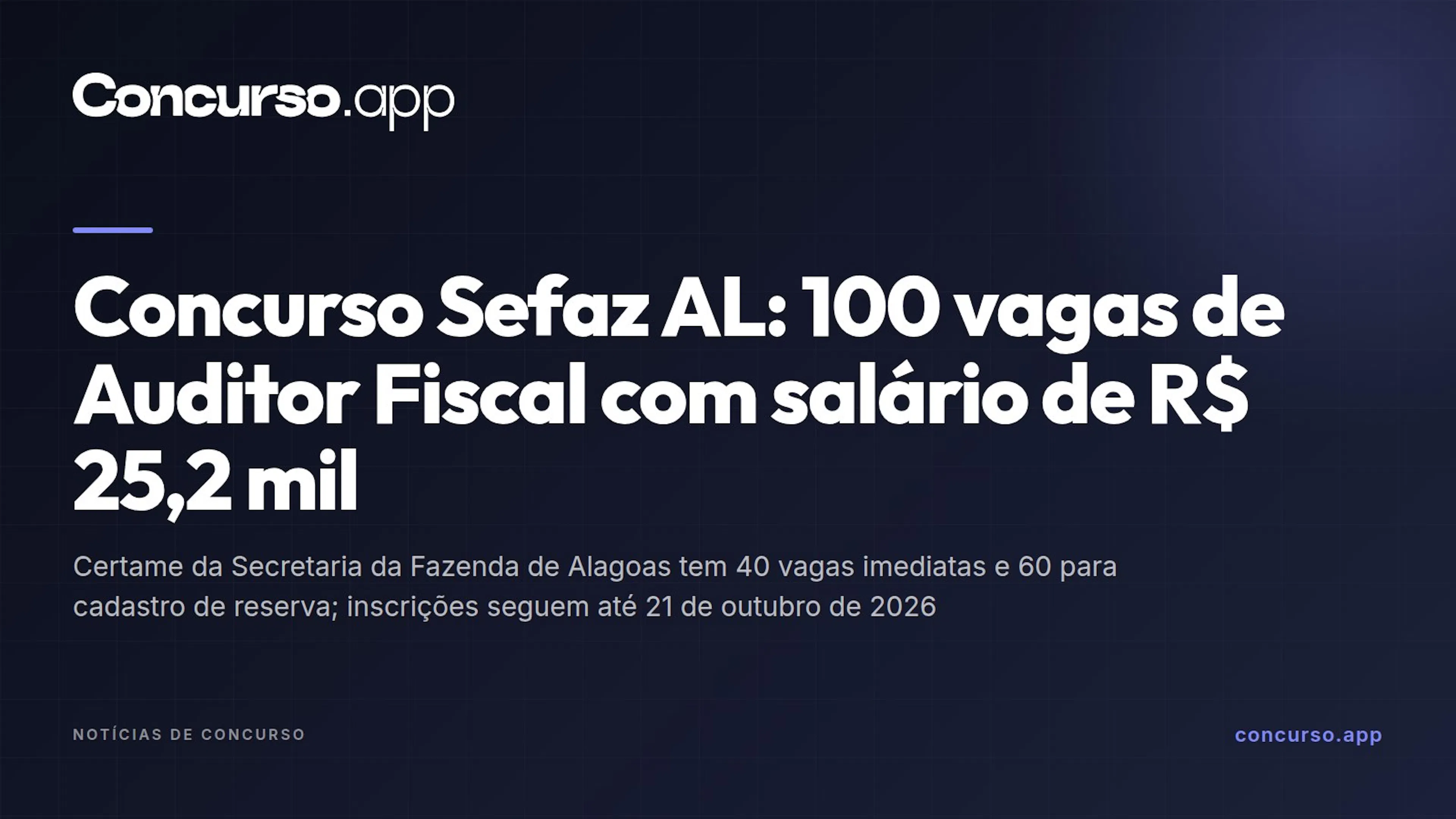 Concurso Sefaz AL: 100 vagas de Auditor Fiscal com salário de R$ 25,2 mil