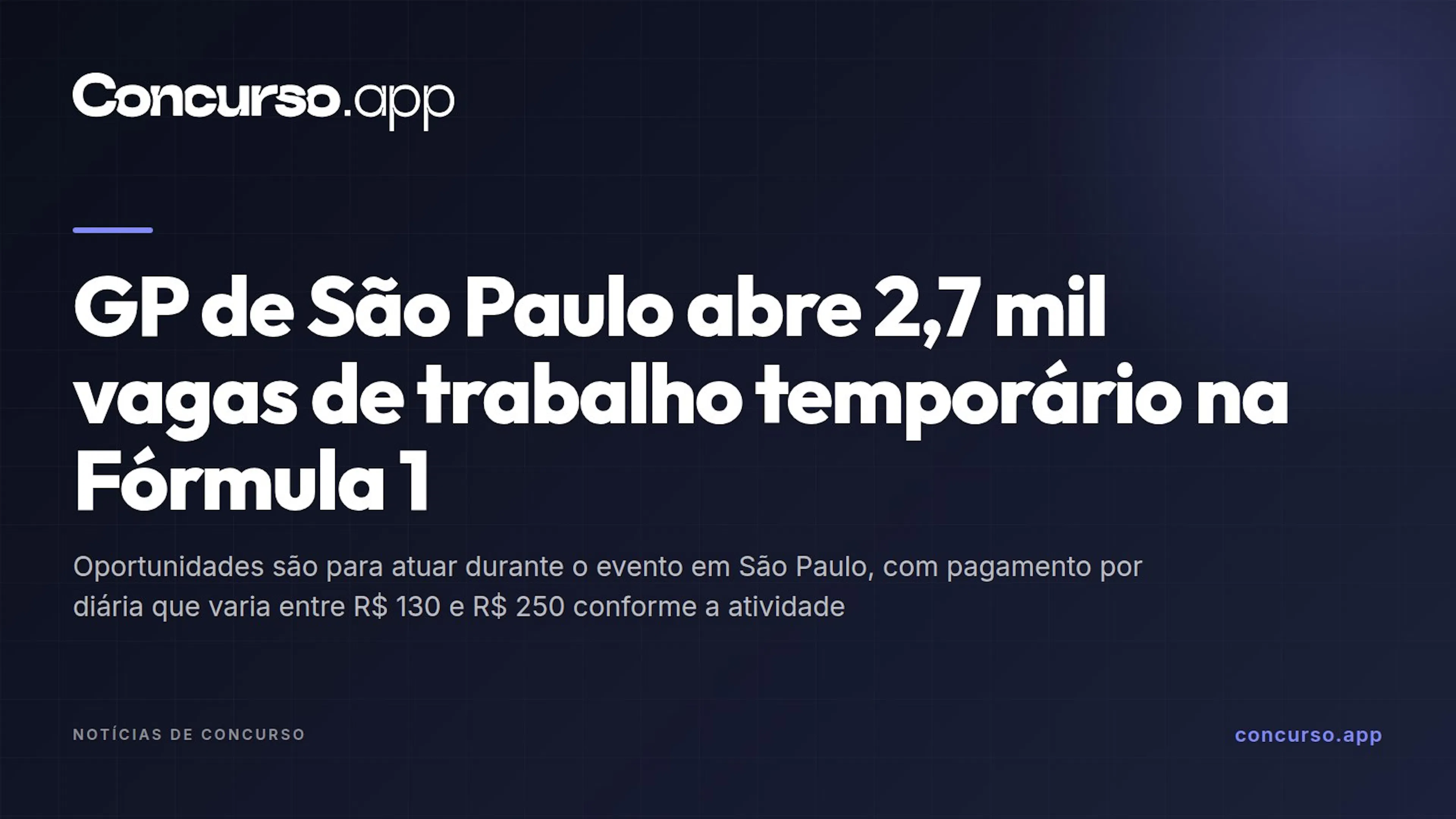 GP de São Paulo abre 2,7 mil vagas de trabalho temporário na Fórmula 1