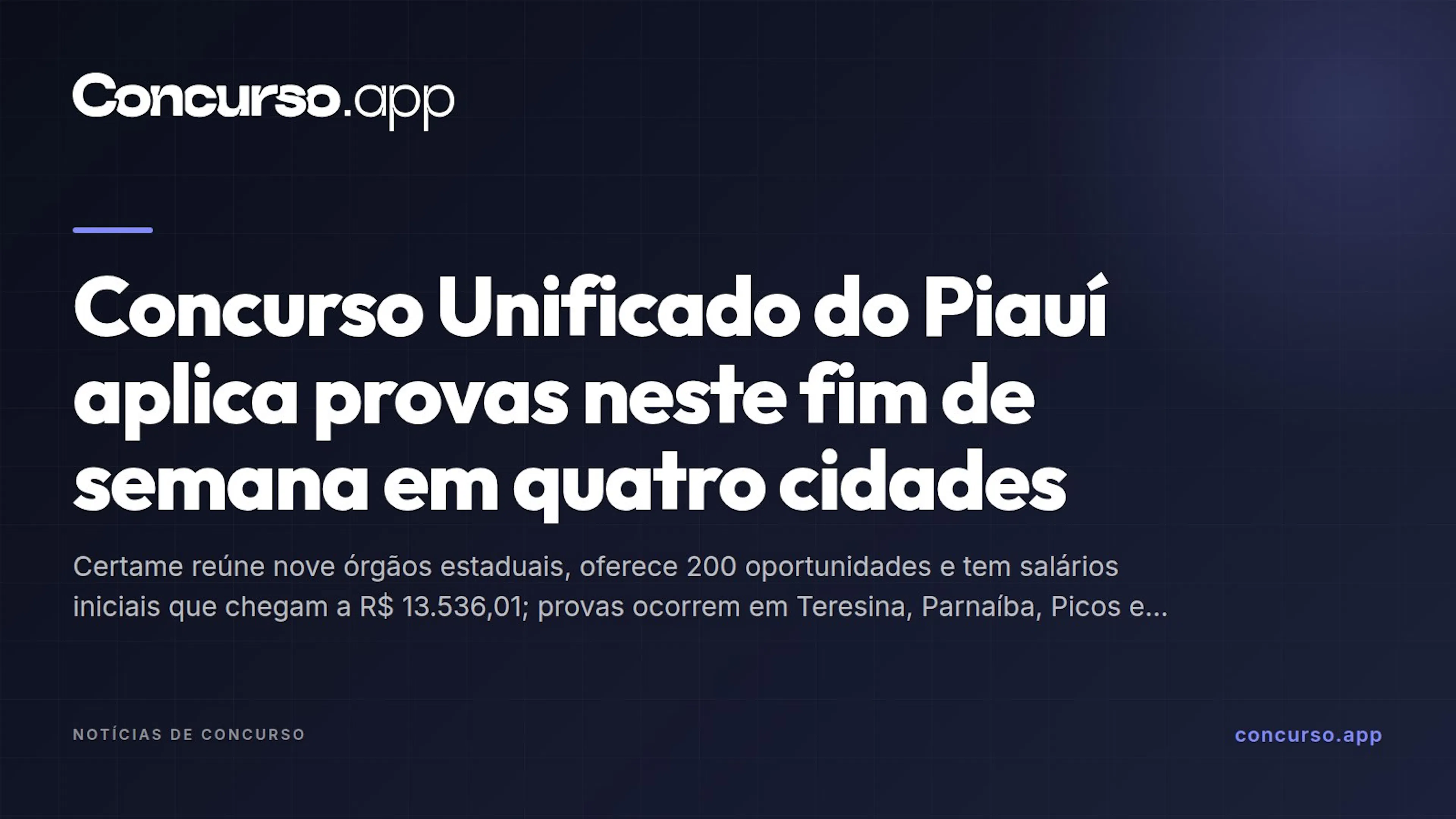 Concurso Unificado do Piauí aplica provas neste fim de semana em quatro cidades