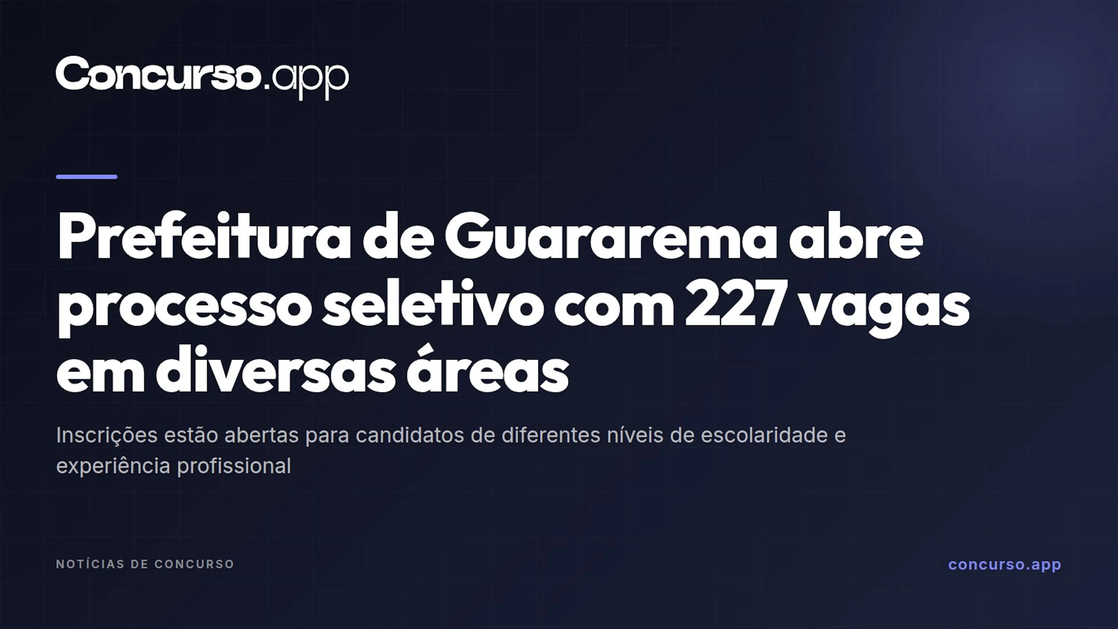 Prefeitura de Guararema abre processo seletivo com 227 vagas em diversas áreas