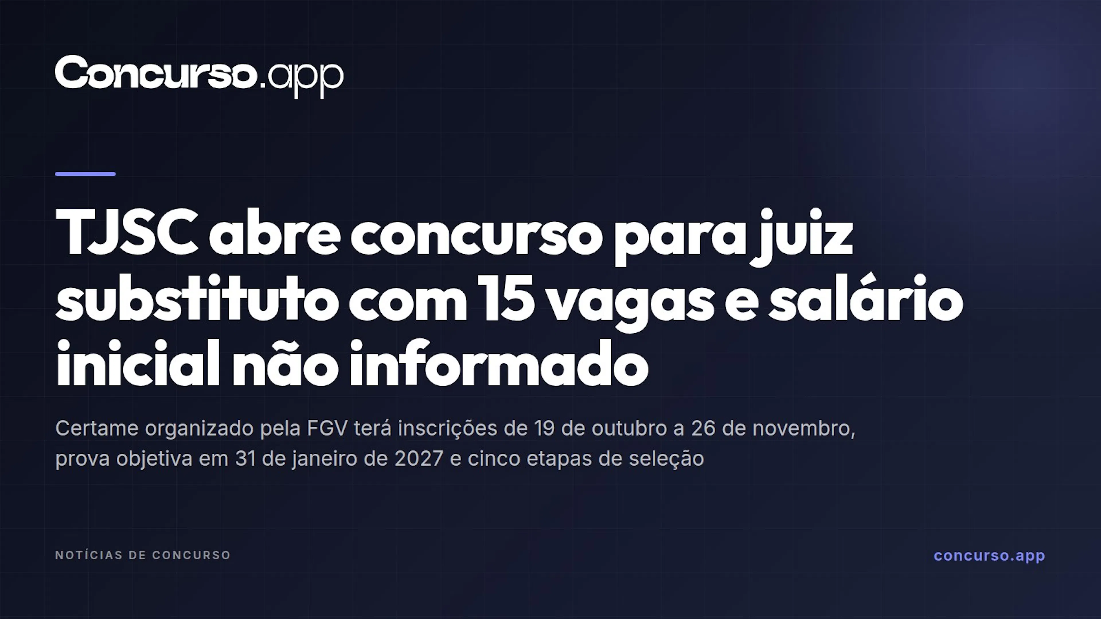 TJSC abre concurso para juiz substituto com 15 vagas e salário inicial não informado