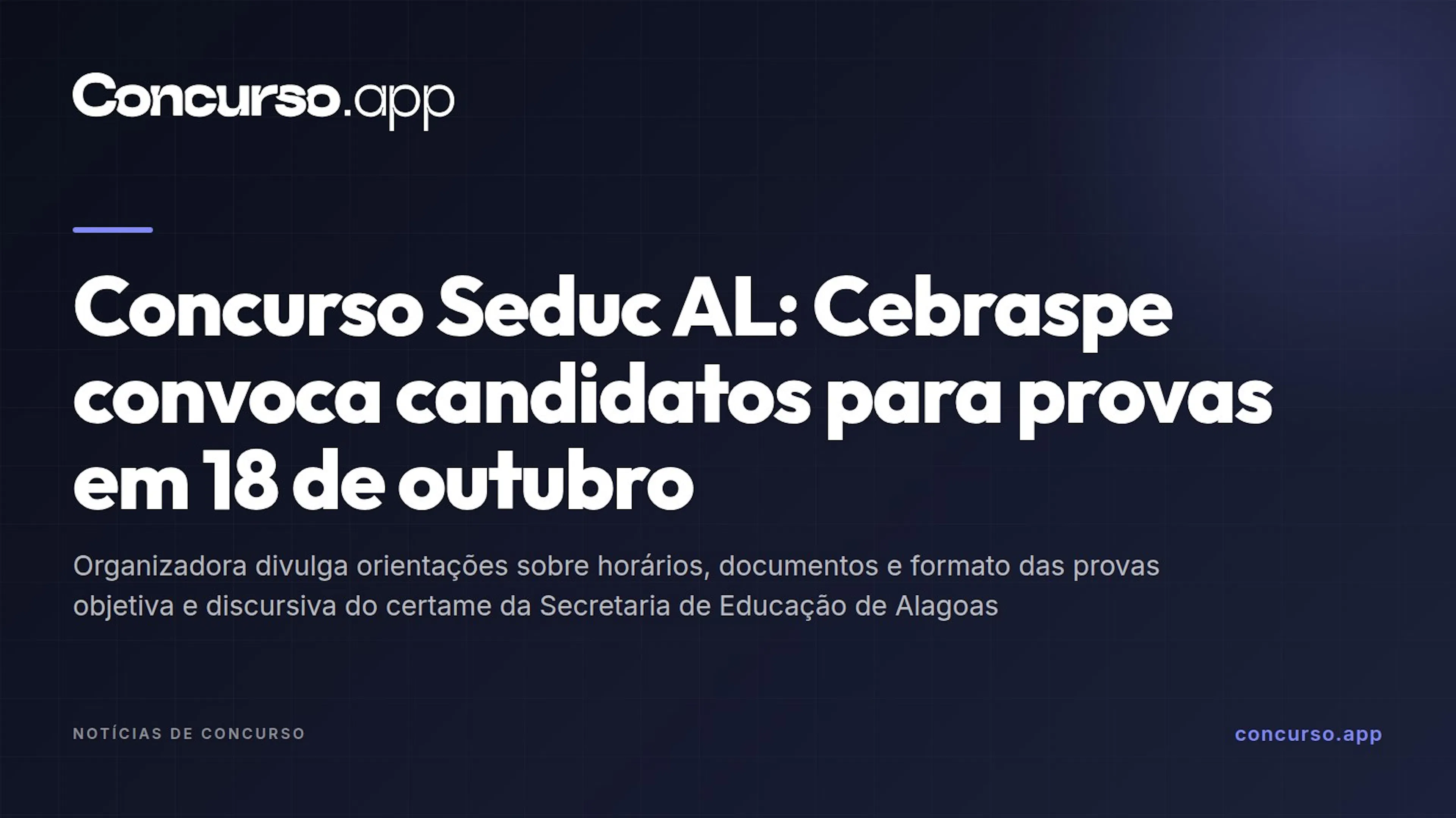 Concurso Seduc AL: Cebraspe convoca candidatos para provas em 18 de outubro