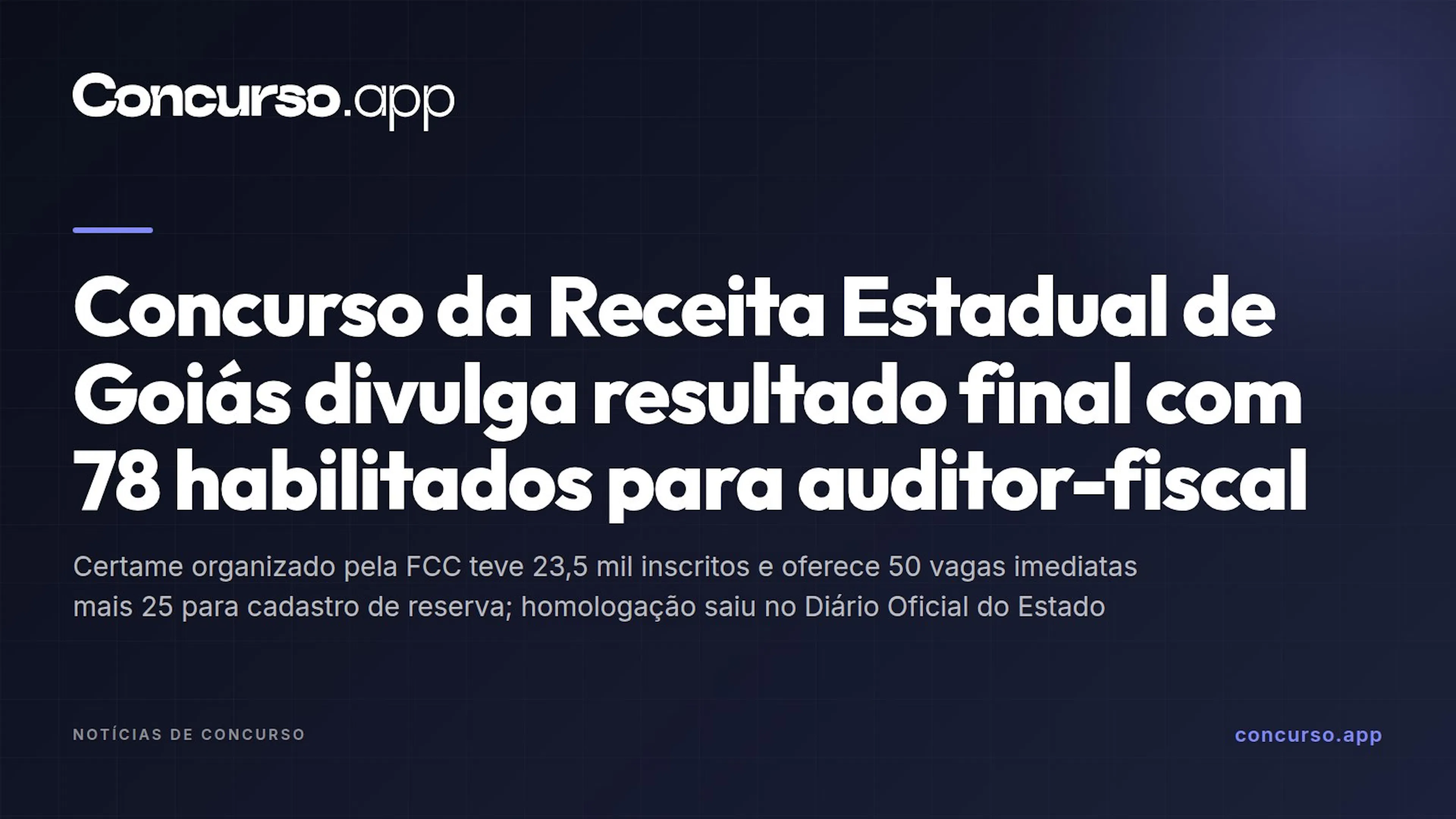 Concurso da Receita Estadual de Goiás divulga resultado final com 78 habilitados para auditor-fiscal