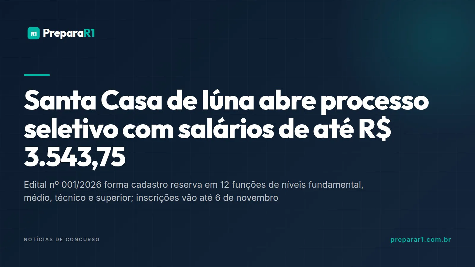 Santa Casa de Iúna abre processo seletivo com salários de até R$ 3.543,75