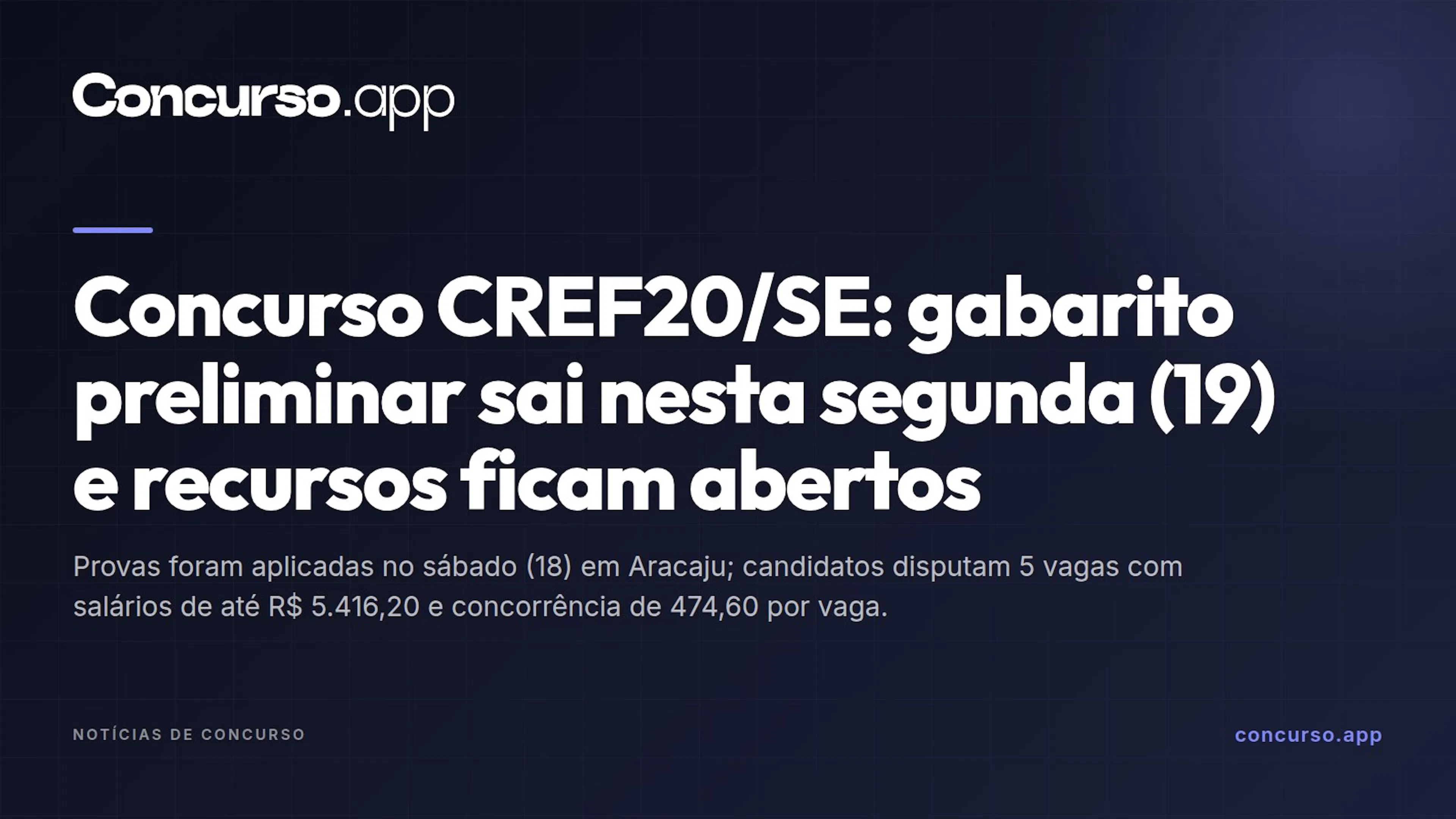 Concurso CREF20/SE: gabarito preliminar sai nesta segunda (19) e recursos ficam abertos