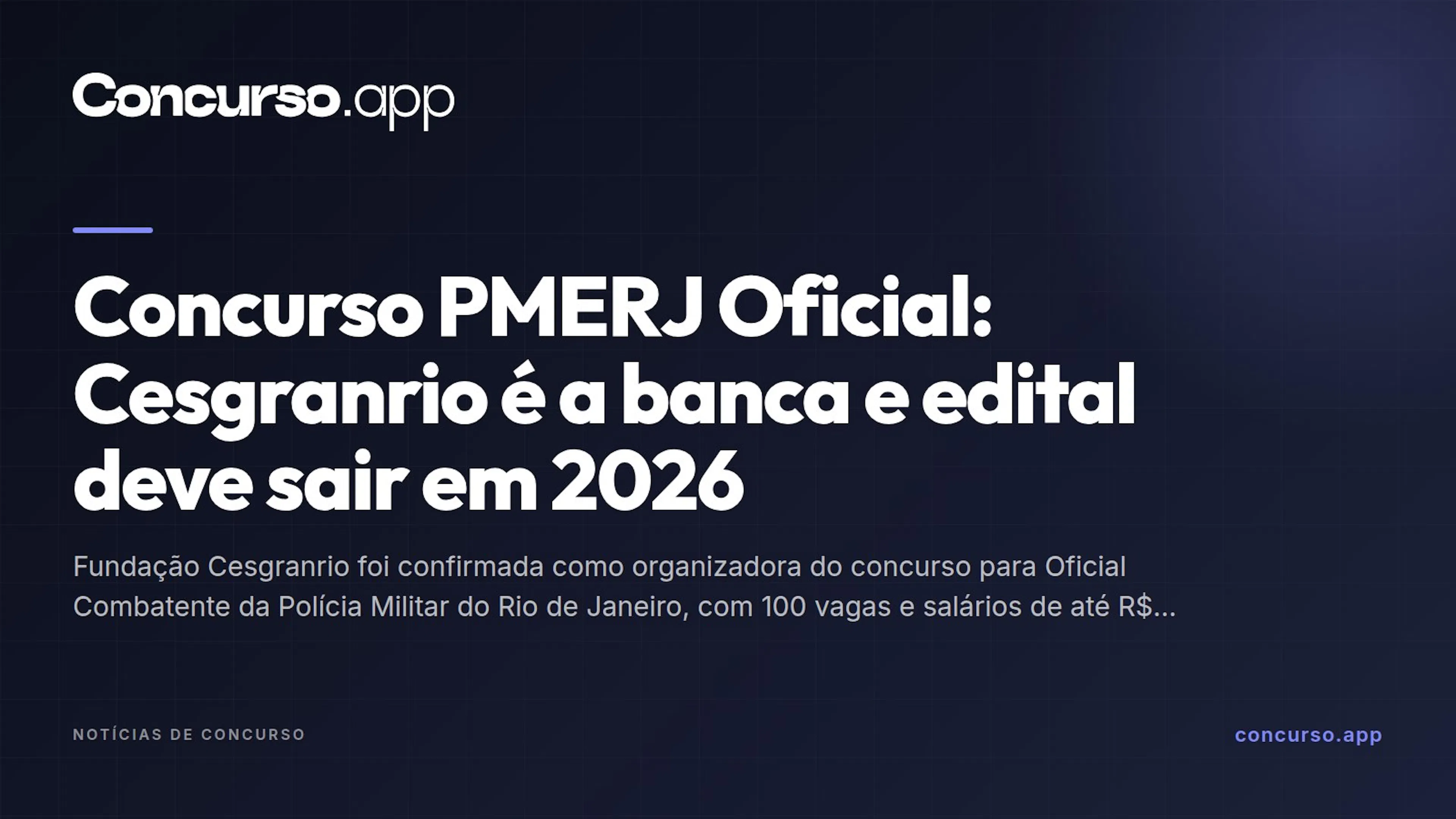 Concurso PMERJ Oficial: Cesgranrio é a banca e edital deve sair em 2026