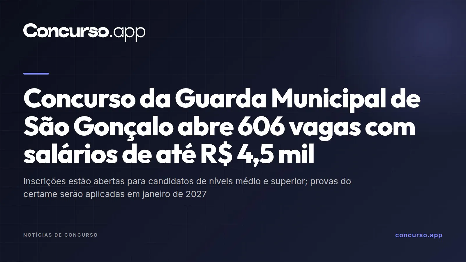 Concurso da Guarda Municipal de São Gonçalo abre 606 vagas com salários de até R$ 4,5 mil