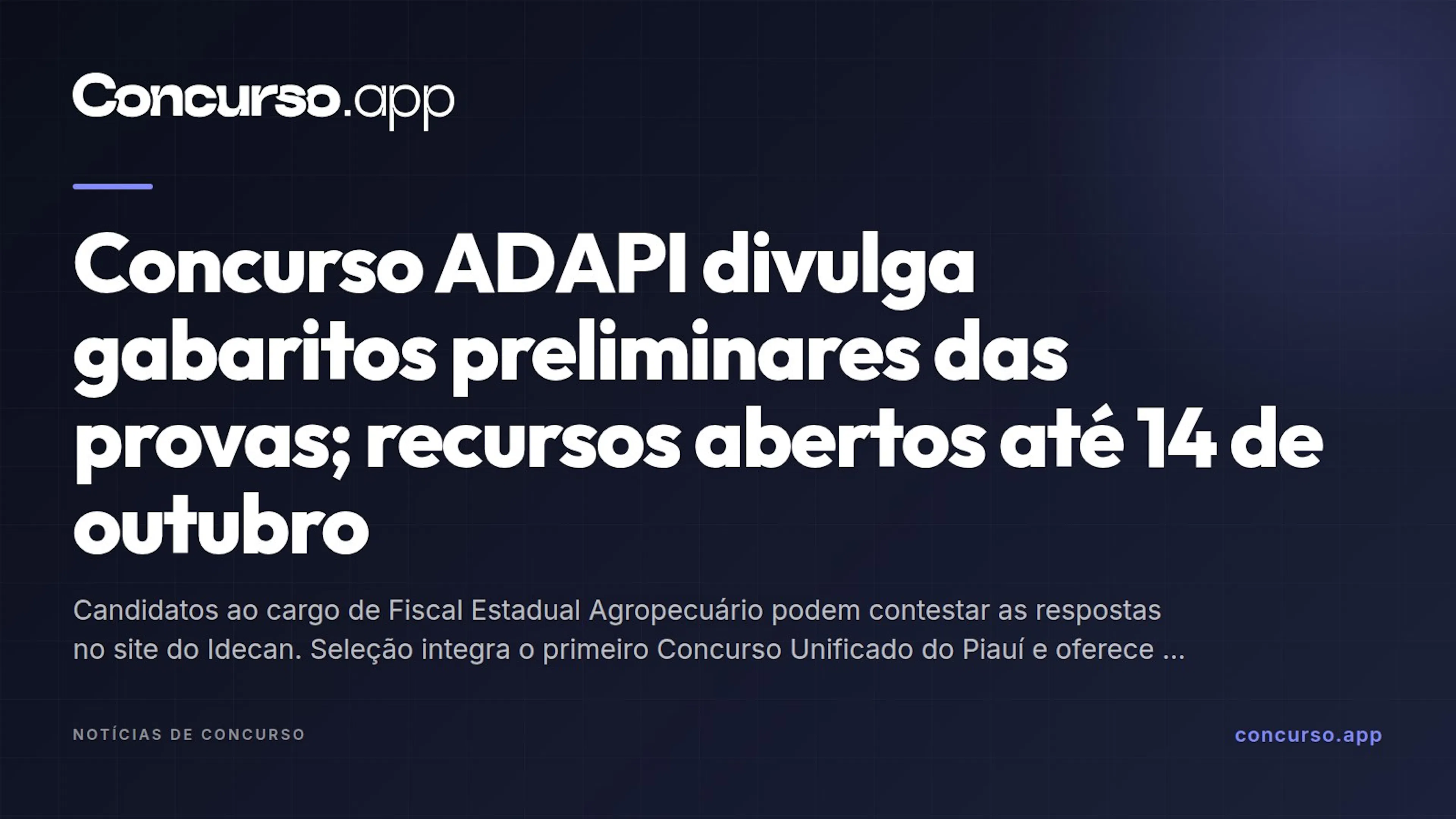 Concurso ADAPI divulga gabaritos preliminares das provas; recursos abertos até 14 de outubro