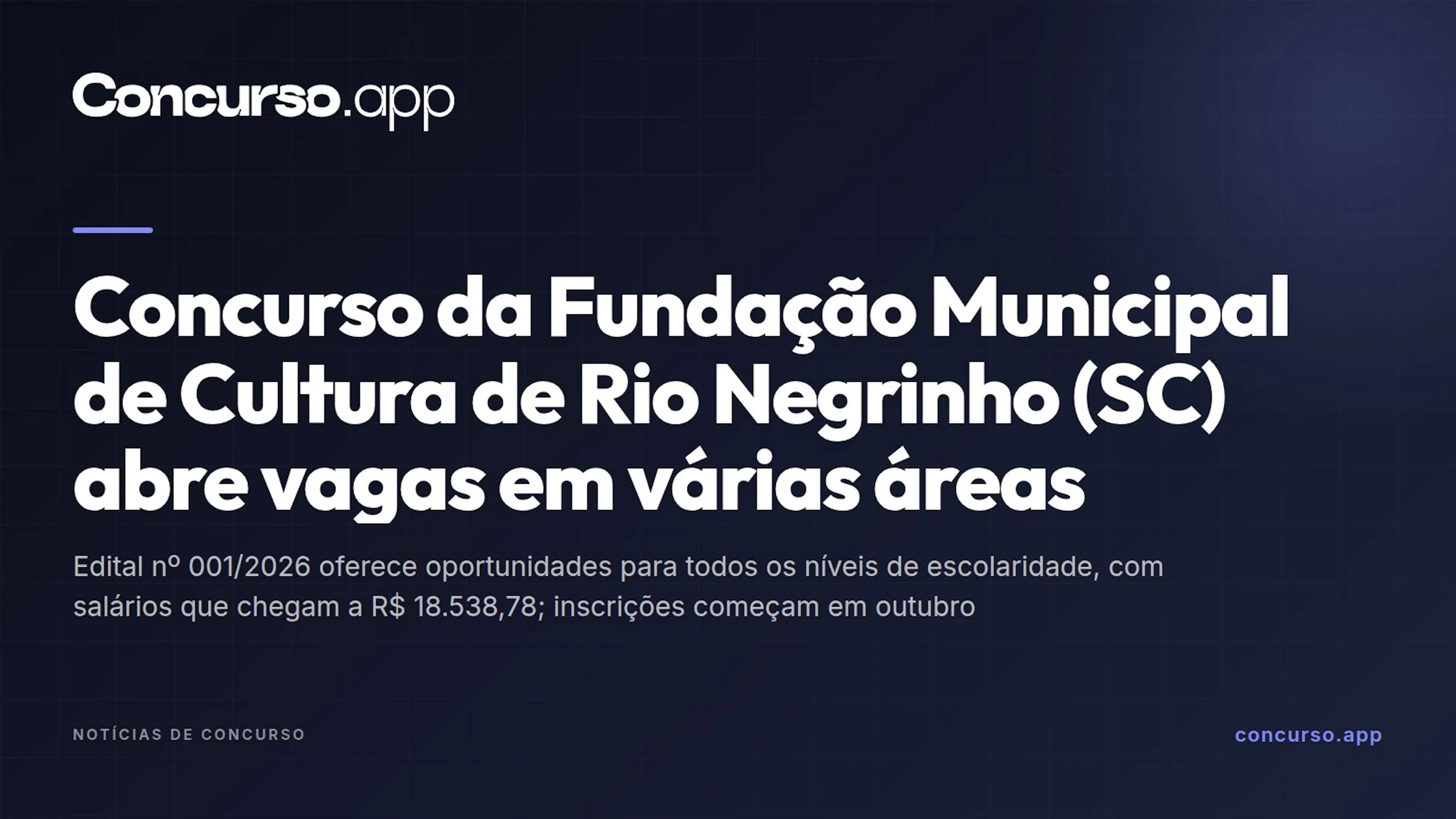 Concurso da Fundação Municipal de Cultura de Rio Negrinho (SC) abre vagas em várias áreas