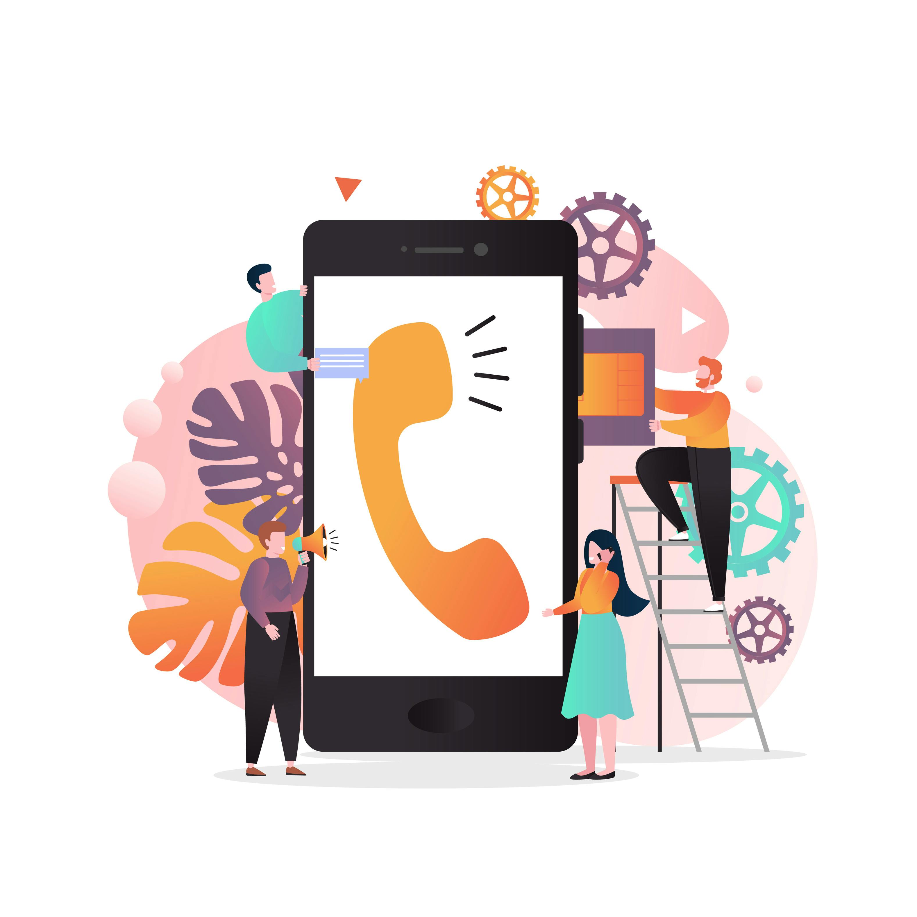 ilustração celular com ícone de telefone
