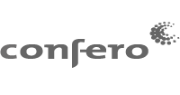 Ein graues Confero Logo.