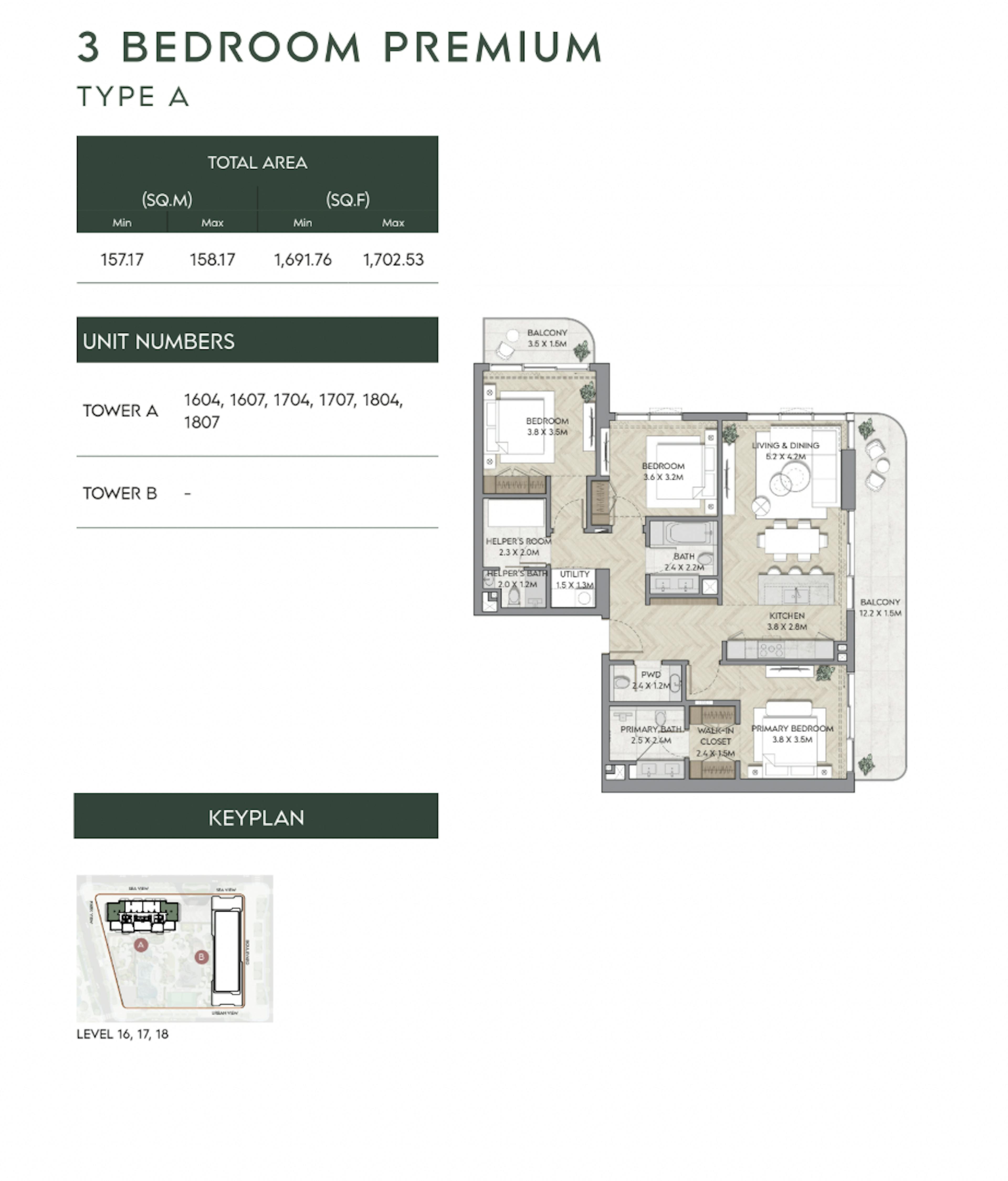 Mina Nura 3 Bedroom Premium Type A Floor Plan