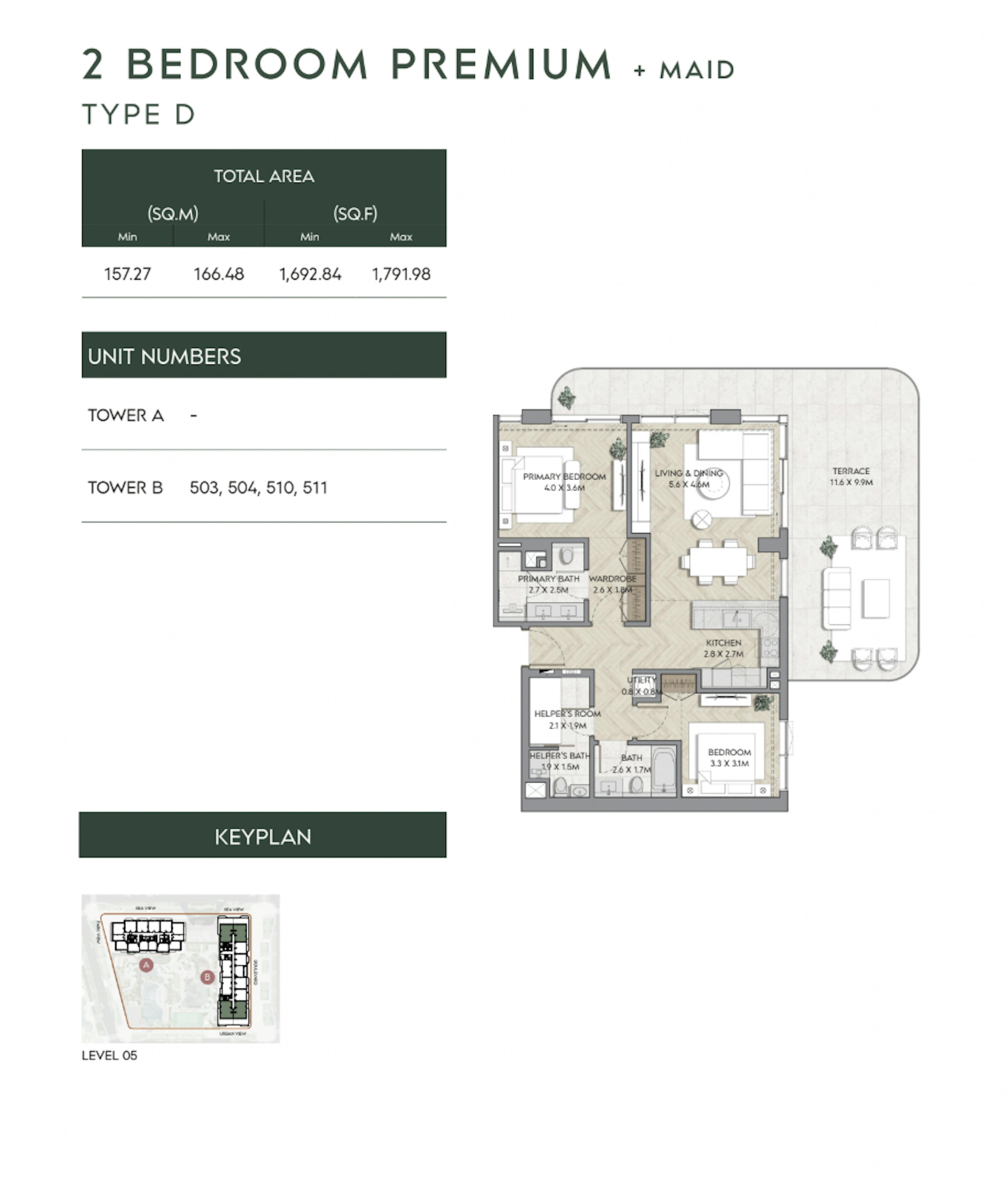 Mina Nura 2 Bedroom Premium Type D Floor Plan