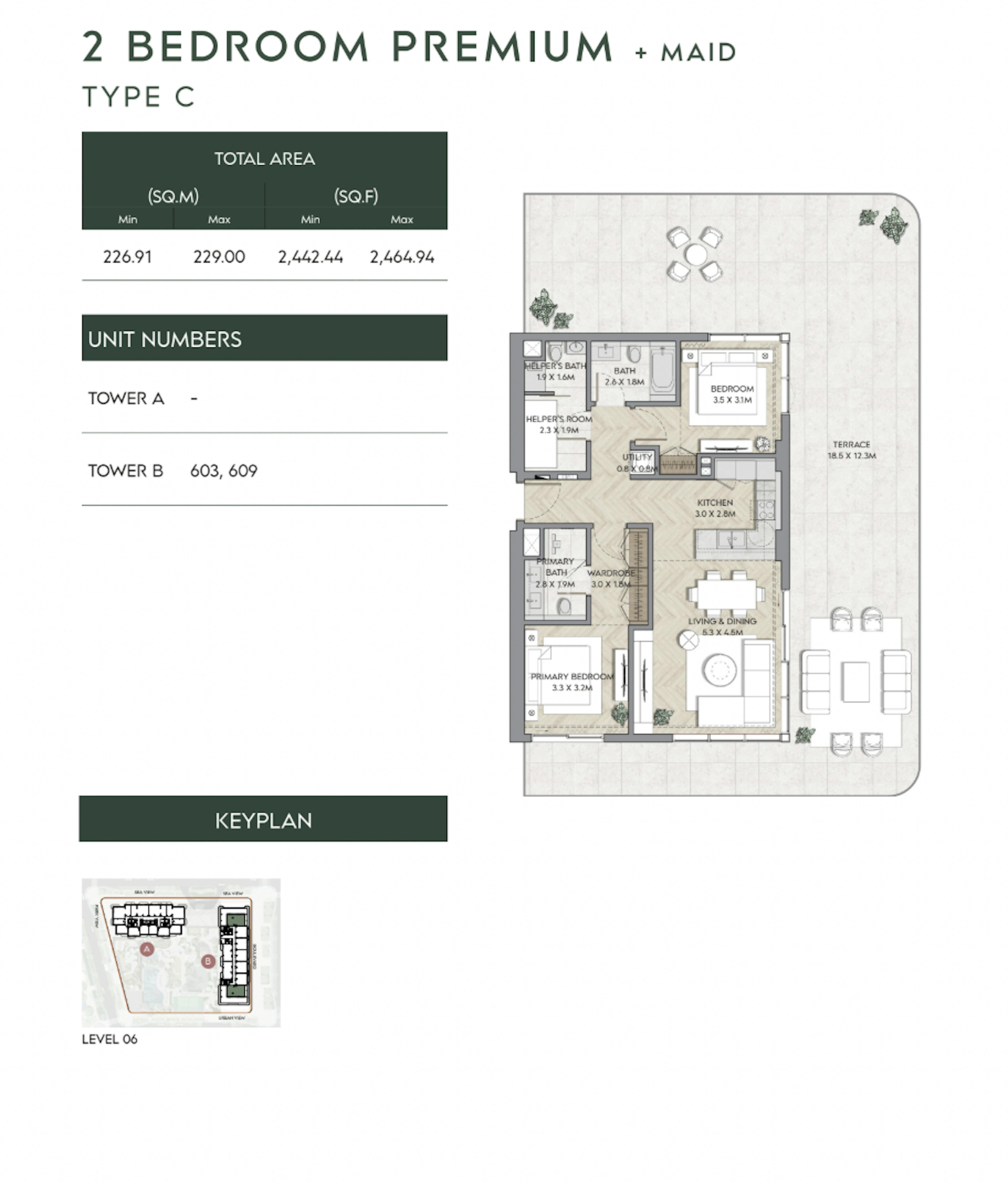 Mina Nura 2 Bedroom Premium Type C Floor Plan