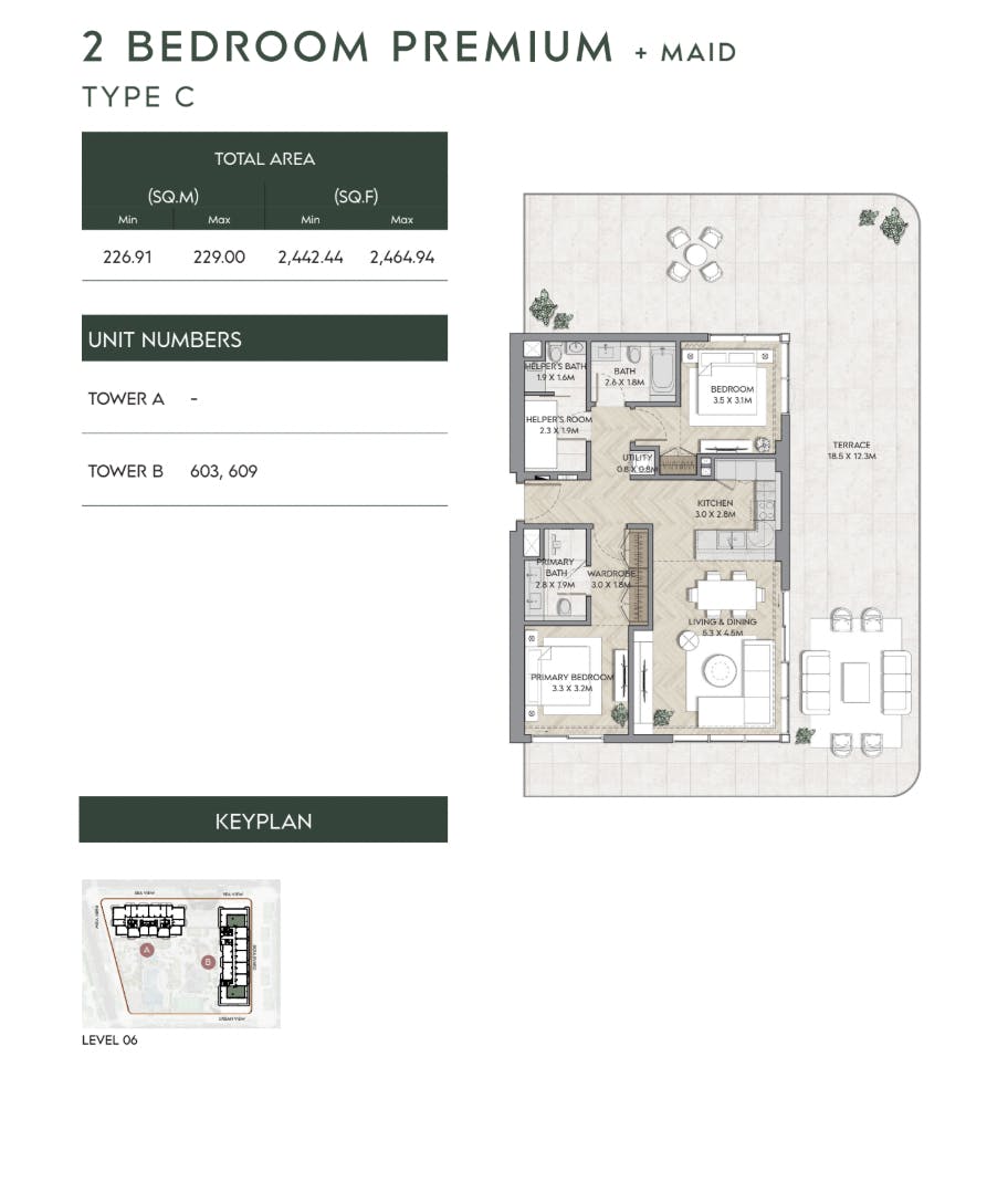 Mina Nura 2 Bedroom Premium Type C Floor Plan