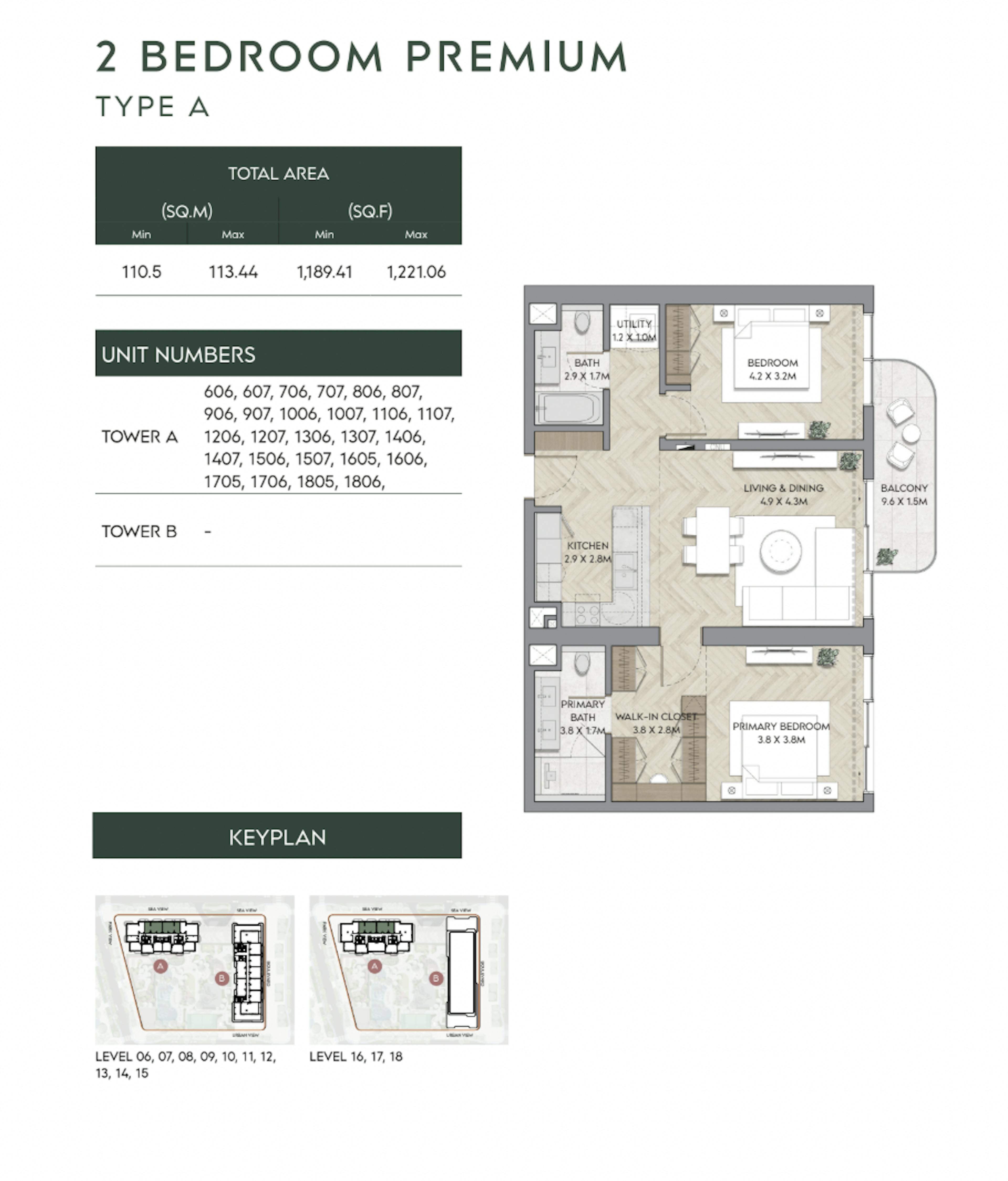 Mina Nura 2 Bedroom Premium Type A Floor Plan