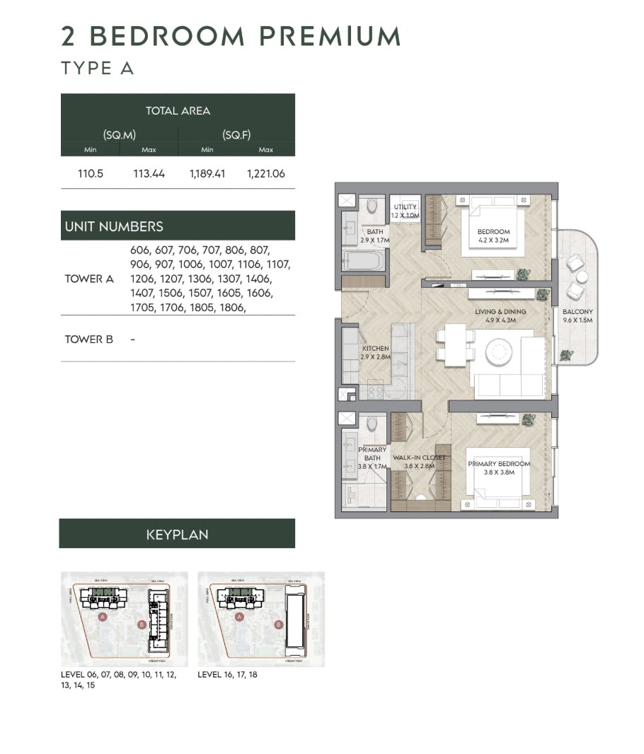 Mina Nura 2 Bedroom Premium Type A Floor Plan