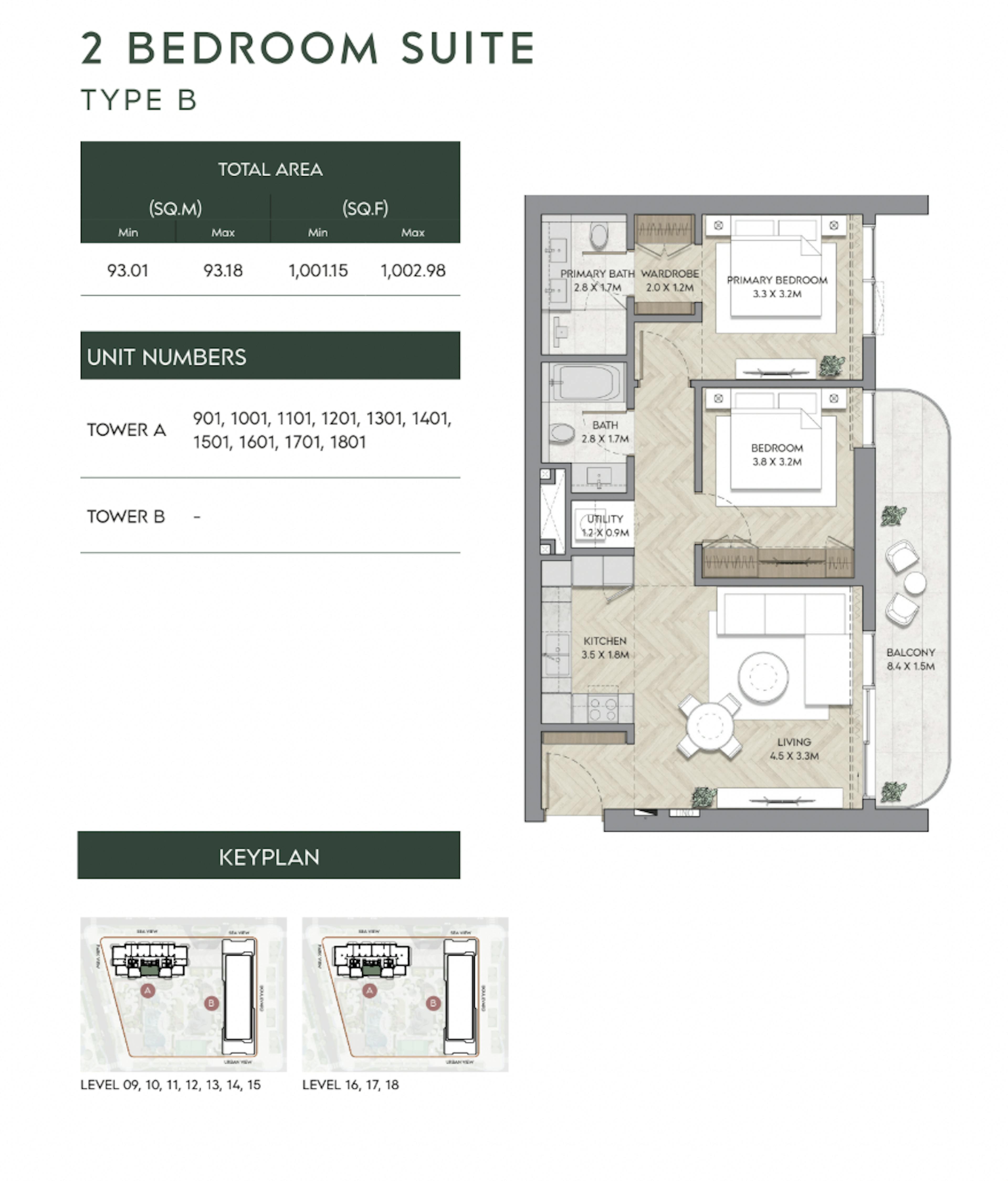 Mina Nura 2 Bedroom Suite Type B Floor Plan