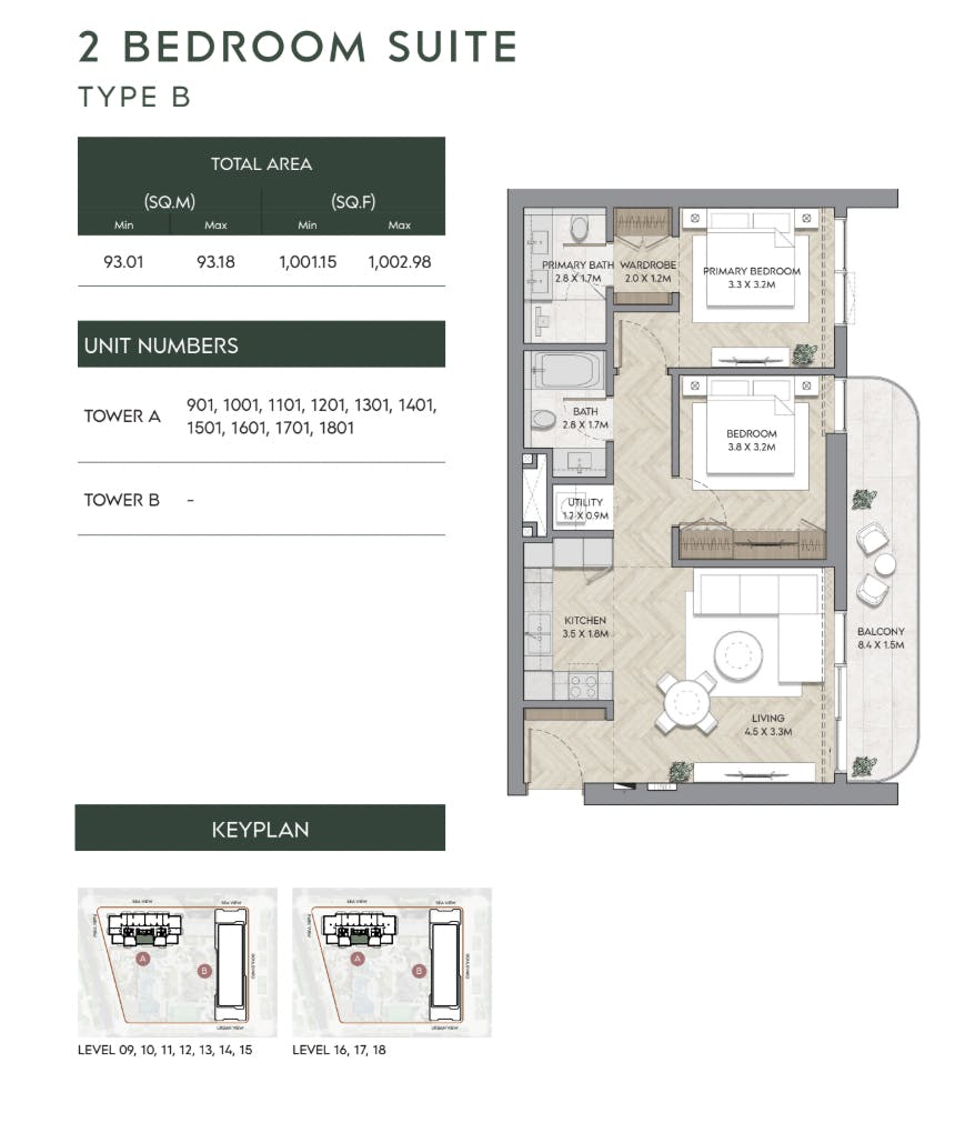 Mina Nura 2 Bedroom Suite Type B Floor Plan