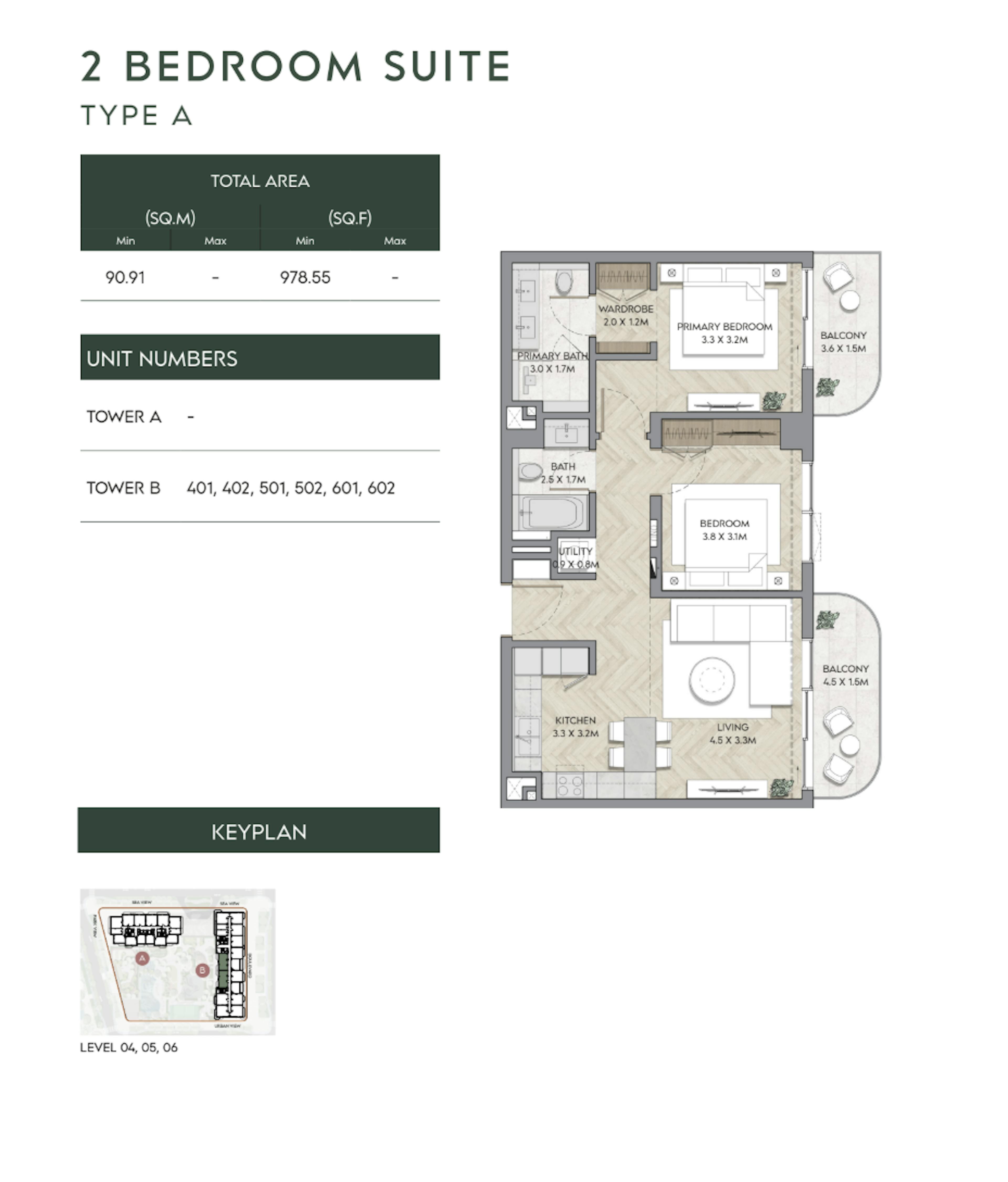 Mina Nura 2 Bedroom Suite Type A Floor Plan