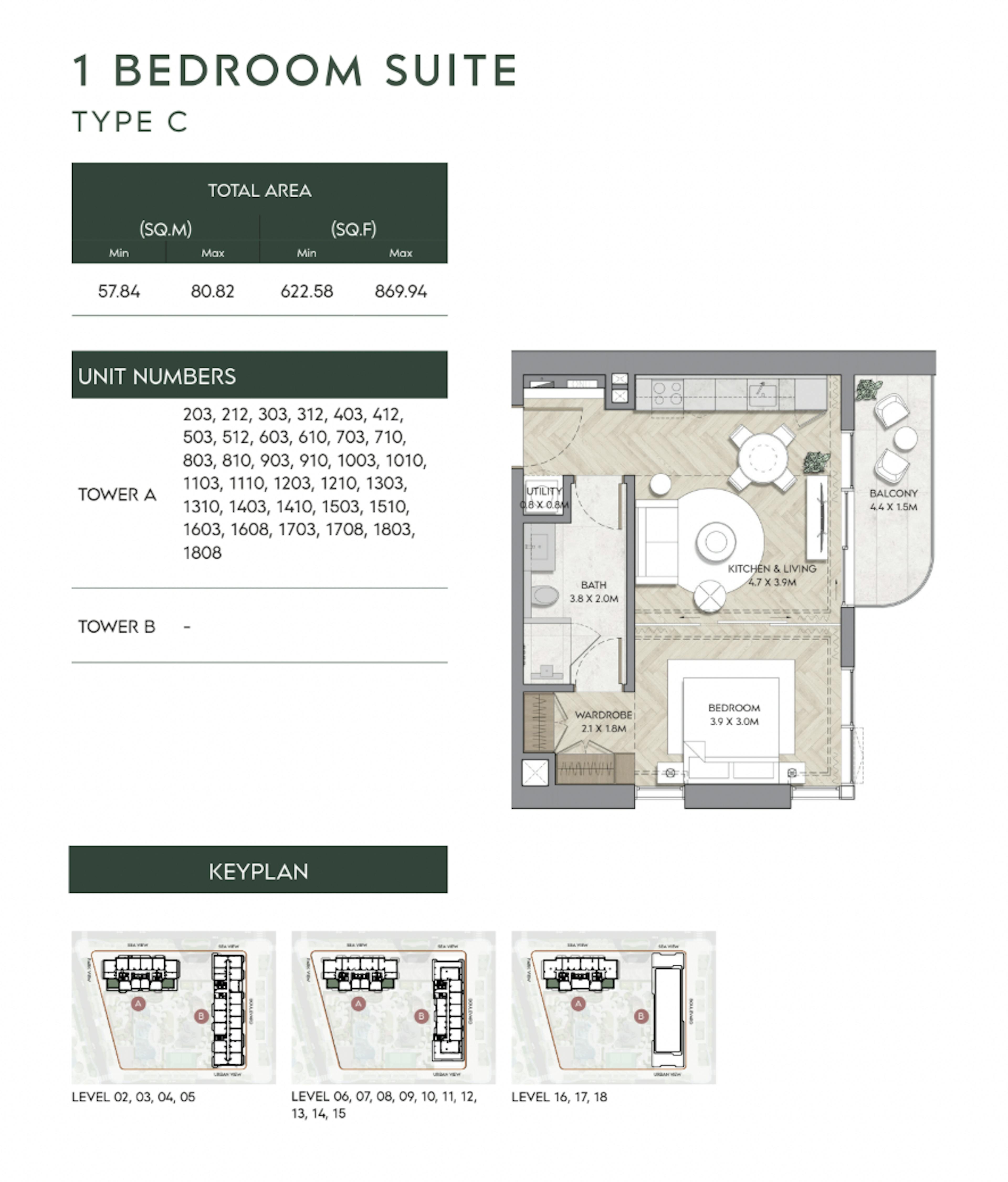 Mina Nura 1 Bedroom Suite Type C Floor Plan