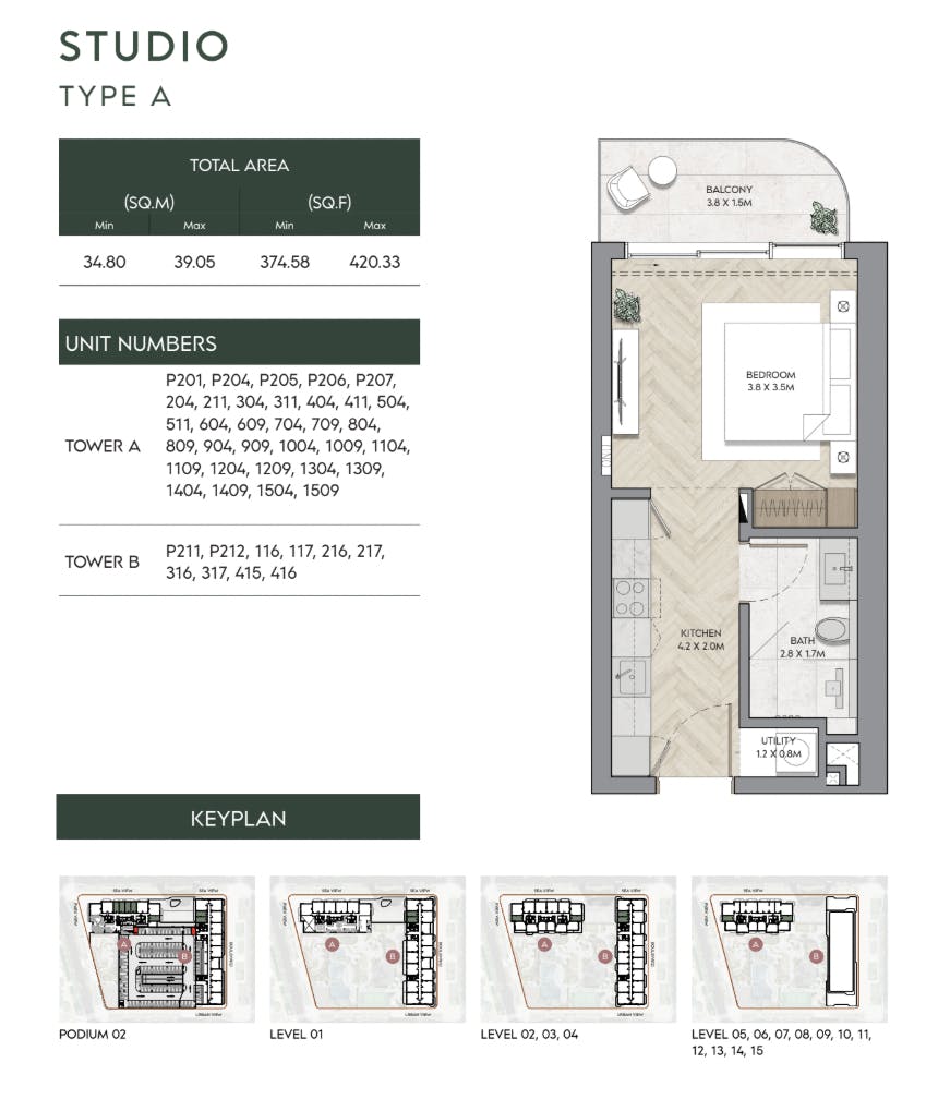 Mina Nura Studio Type A Floor Plan