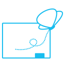 Thinking beyond the classroom icon, butterfly floating from a whiteboard