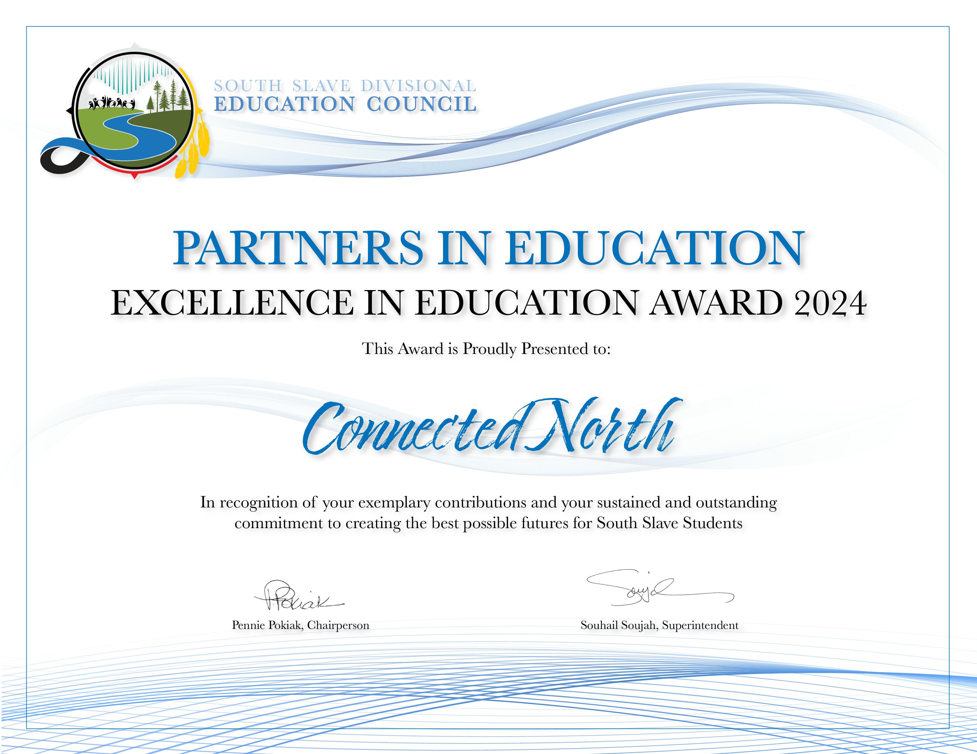 Connected North SSDEC Award certificate