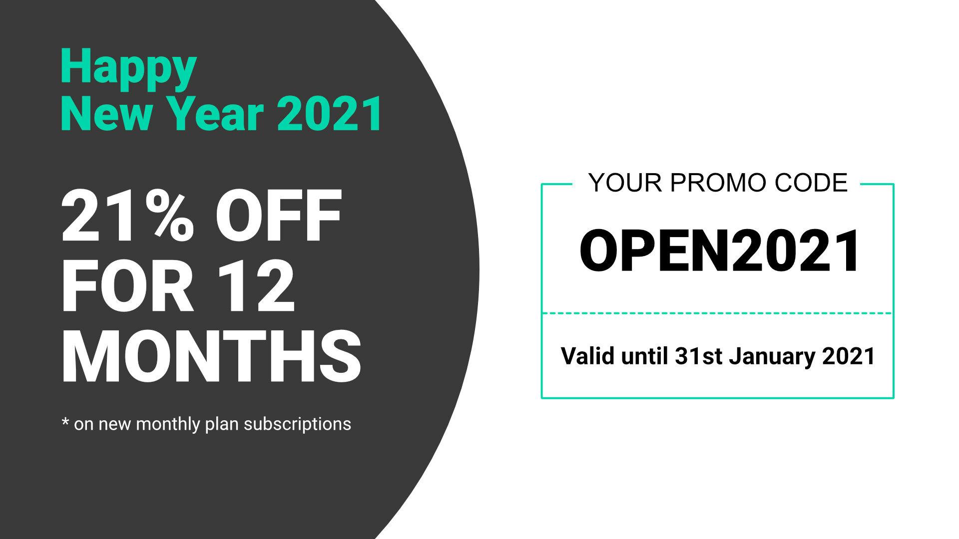 Happy New Year 2021 - 21% off for 12 months