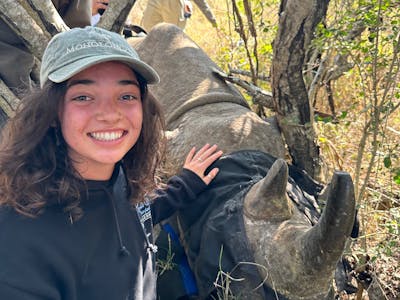 Payton McGarva: Student in front of a sedated rhino