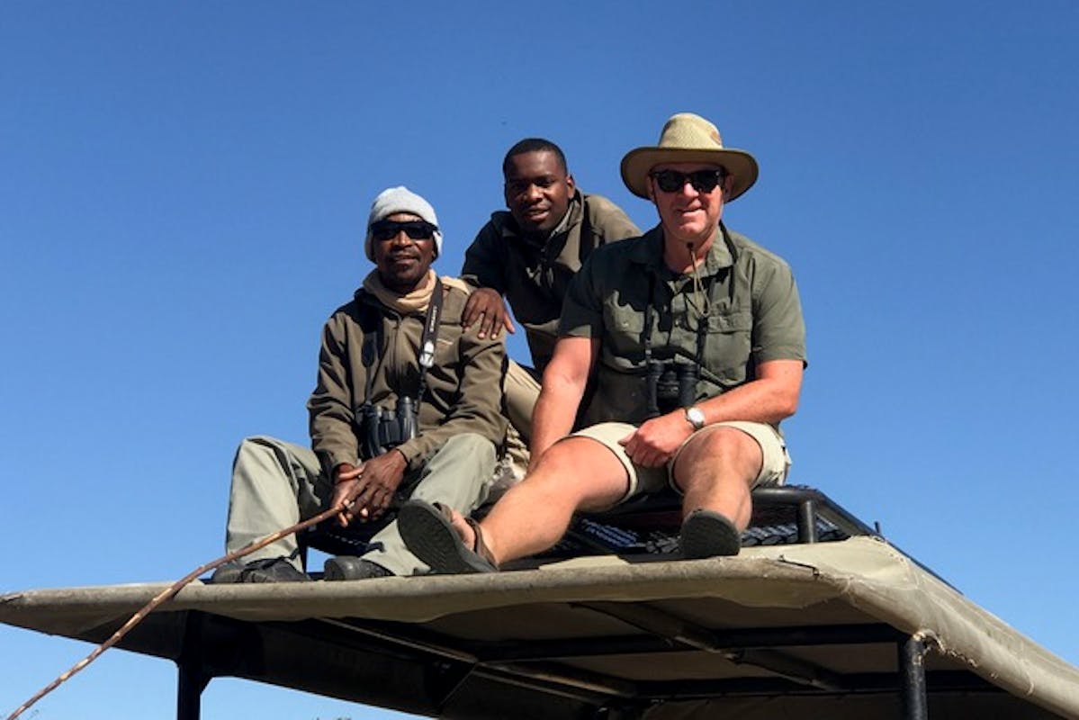 David Lawrence and Sue Allen: sat on top of the vehicle with the guides